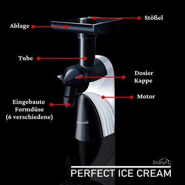 Starlyf Eismaschine Perfect Ice Cream, 120,00 W, Sorbetmaschine, natürliche Eisdesserts, Joghurt und Sorbet, glutenfrei