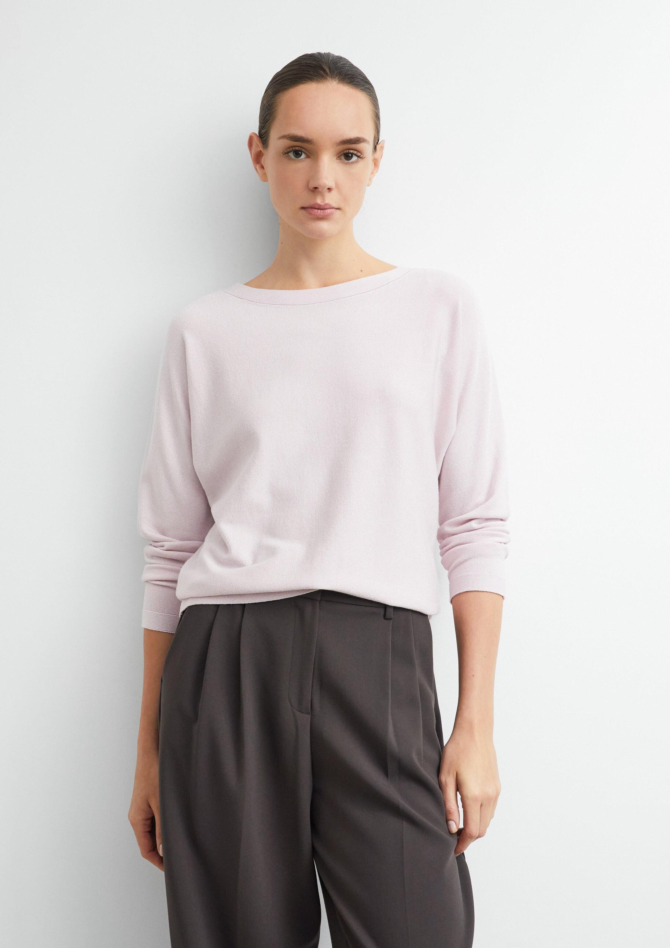 comma Longpullover Strickpullover Pullover mit Glitzergarn und Fledermausarm