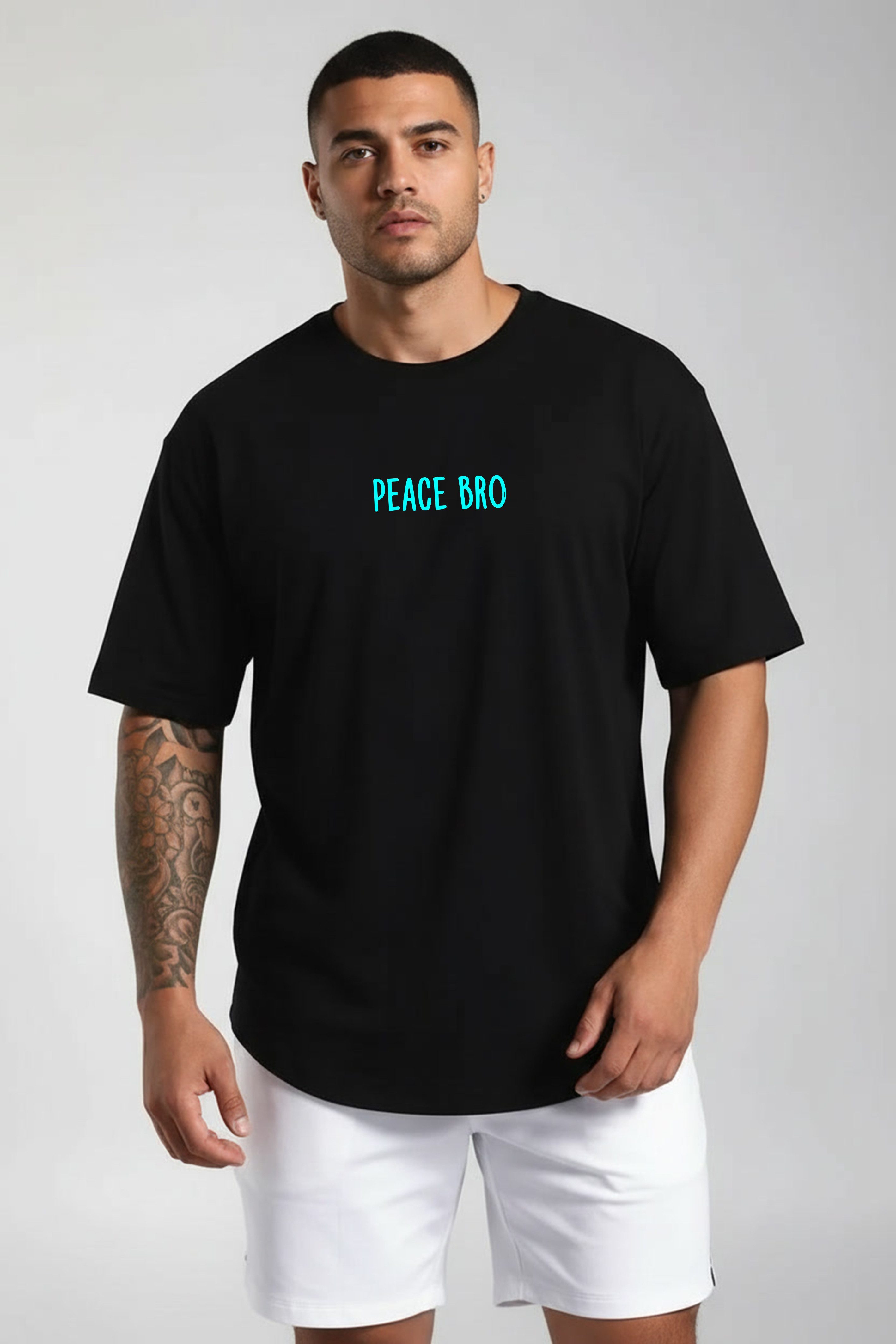 Banco T-Shirt Herren Rundhals Peace Bro Print aus 100% Baumwolle Rundhalsausschnitt mit Nackenband – formstabil & bequem