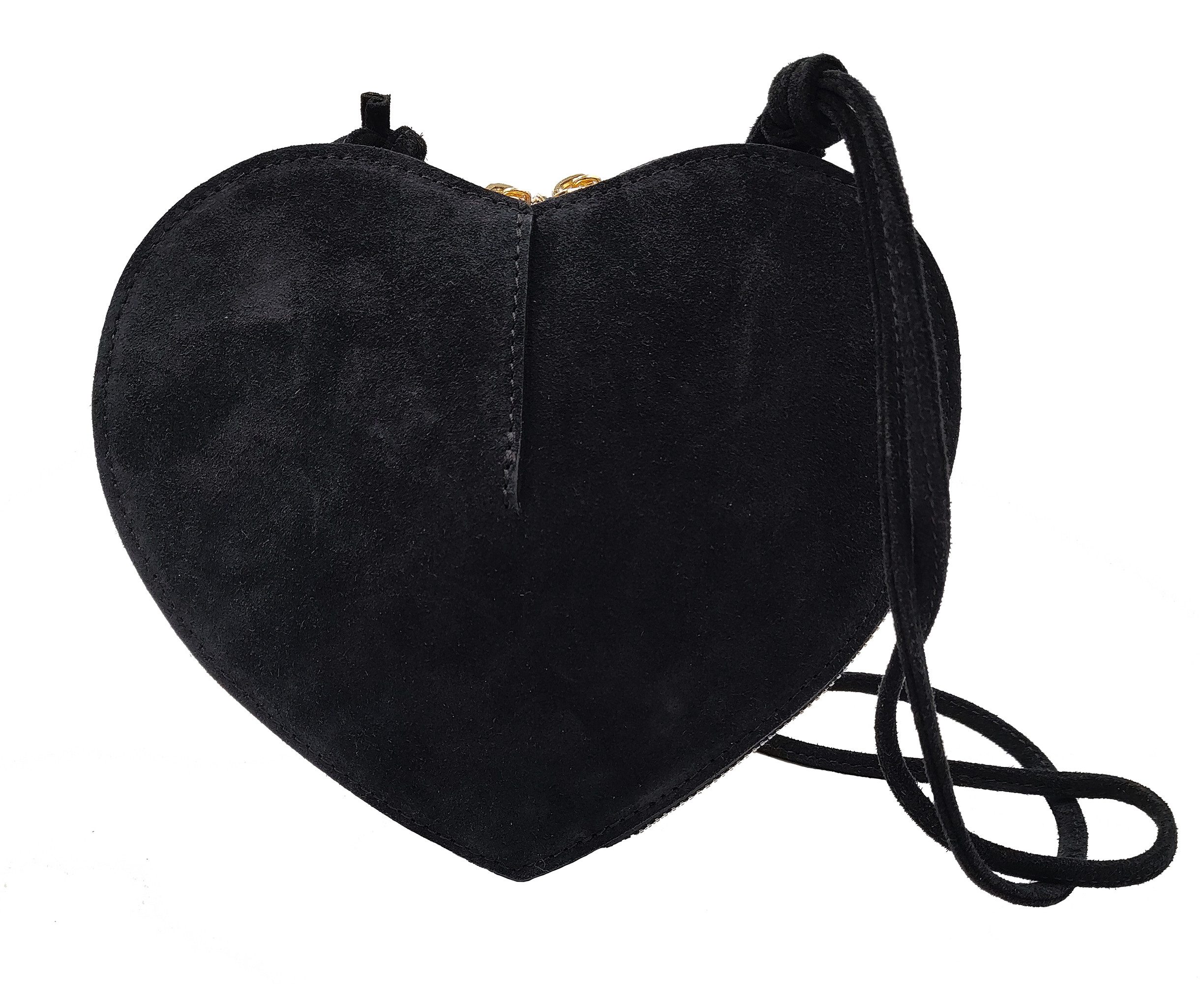 Der Trachtler Trachtentasche Handtasche Umhängetasche "Herzerl", weiches Veloursleder - Made in Italy