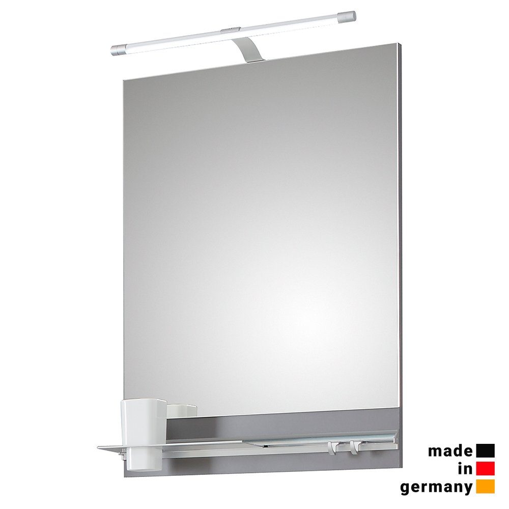 QENA-66, Badspiegel Spiegel Beleuchtung B/H/T Lomadox Badezimmer in mit LED 50/74/9,5 Silber, cm