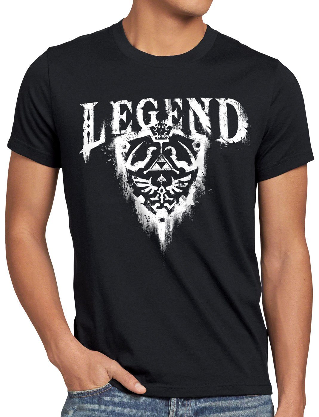 style3 Print-Shirt Herren T-Shirt Link Legend Hyrule Switch NES n64 schwarz