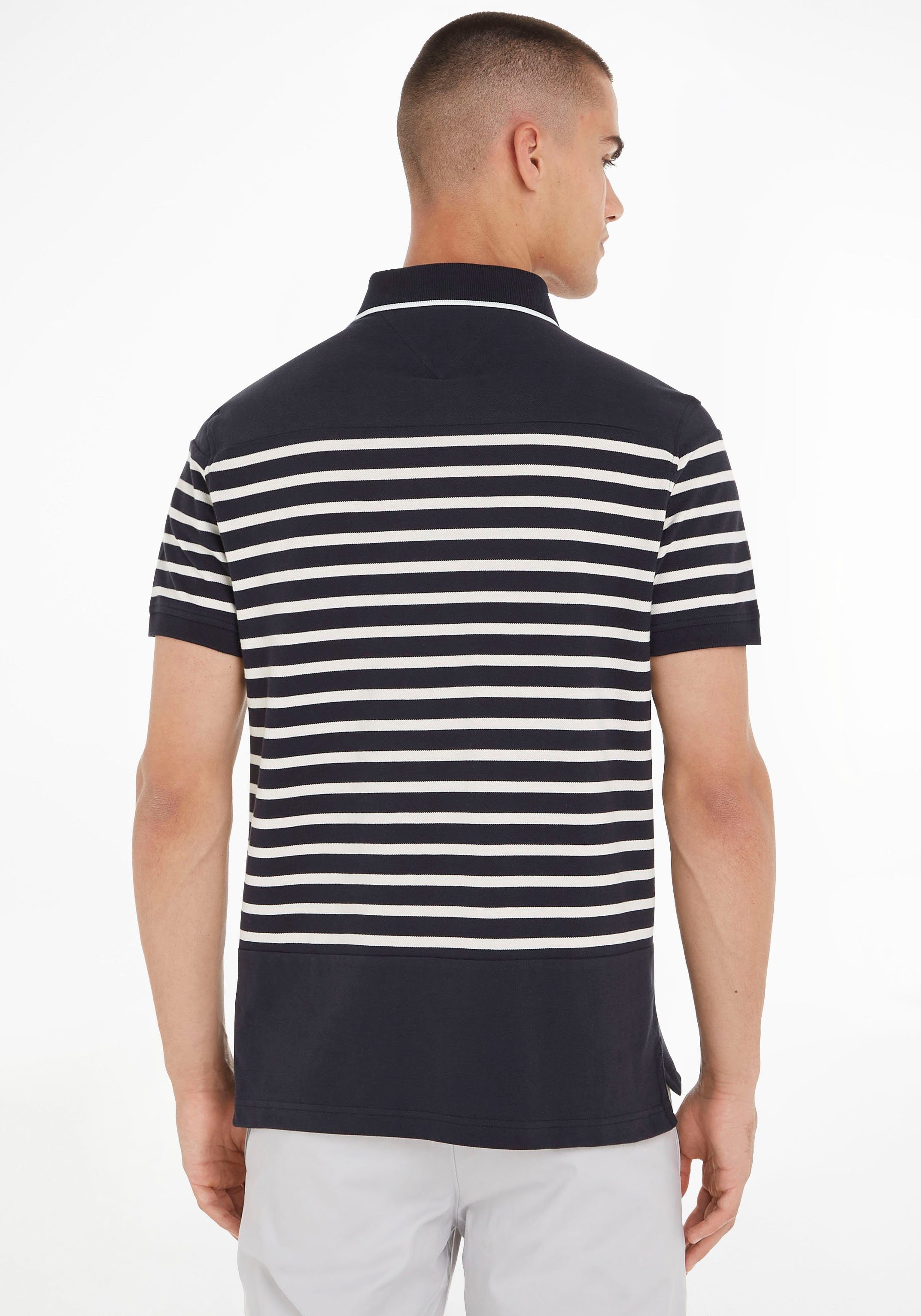 Desert Tommy POLO Poloshirt STRIPE in Hilfiger gestreifter PLACED Optik Sky