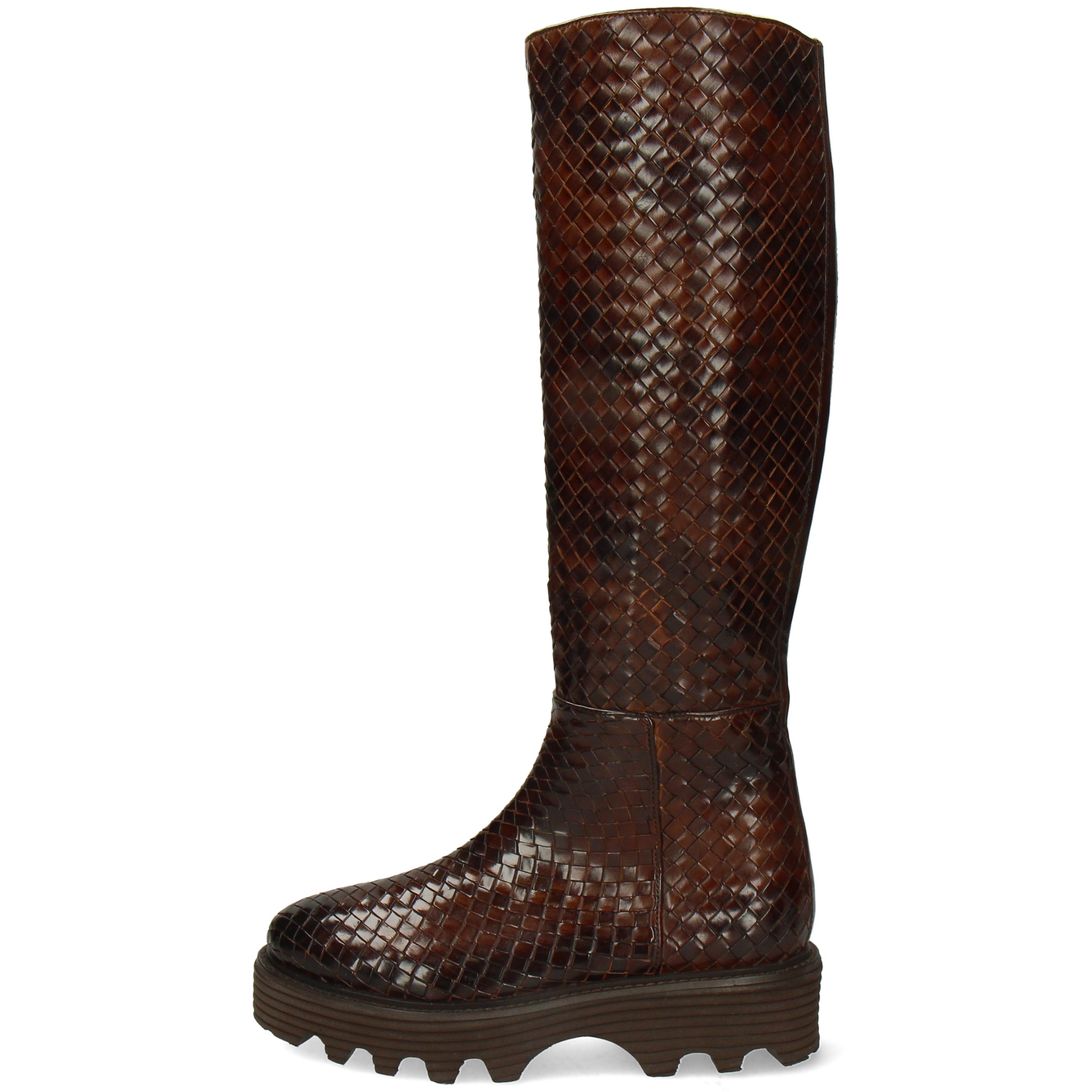 Melvin & Hamilton Leonie 21 Leder-Plateau Schuhe für Damen Stiefel Plateausohlen, Echtes Leder, Vegetabile Gerbung, Von Hand geflochten