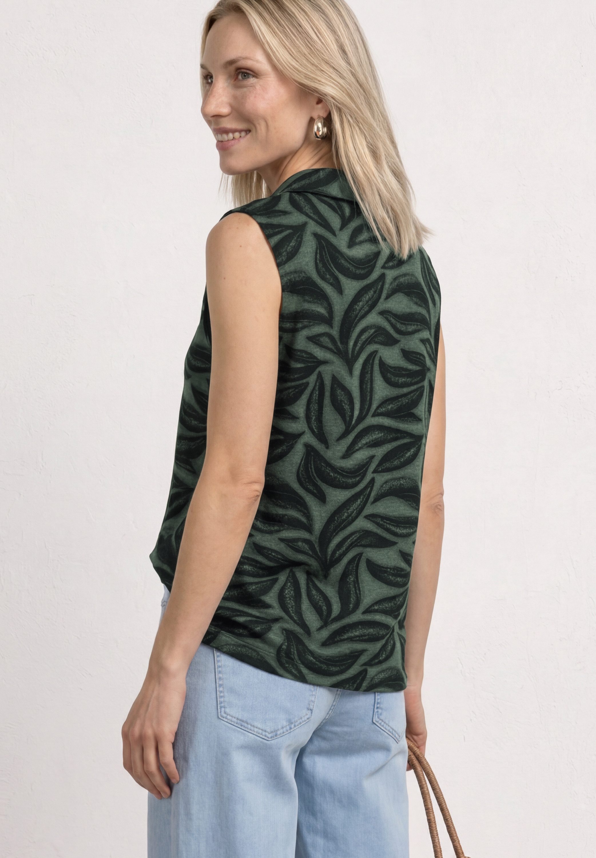 STREET ONE Shirttop Sommertop mit Kragen und floralem Allover-Print