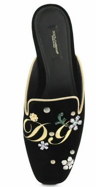 DOLCE & GABBANA DOLCE GABBANA JACKIE SAMT PANTOLETTEN FLATS MULES SLIPPER SCHUHE SANDA Sandale