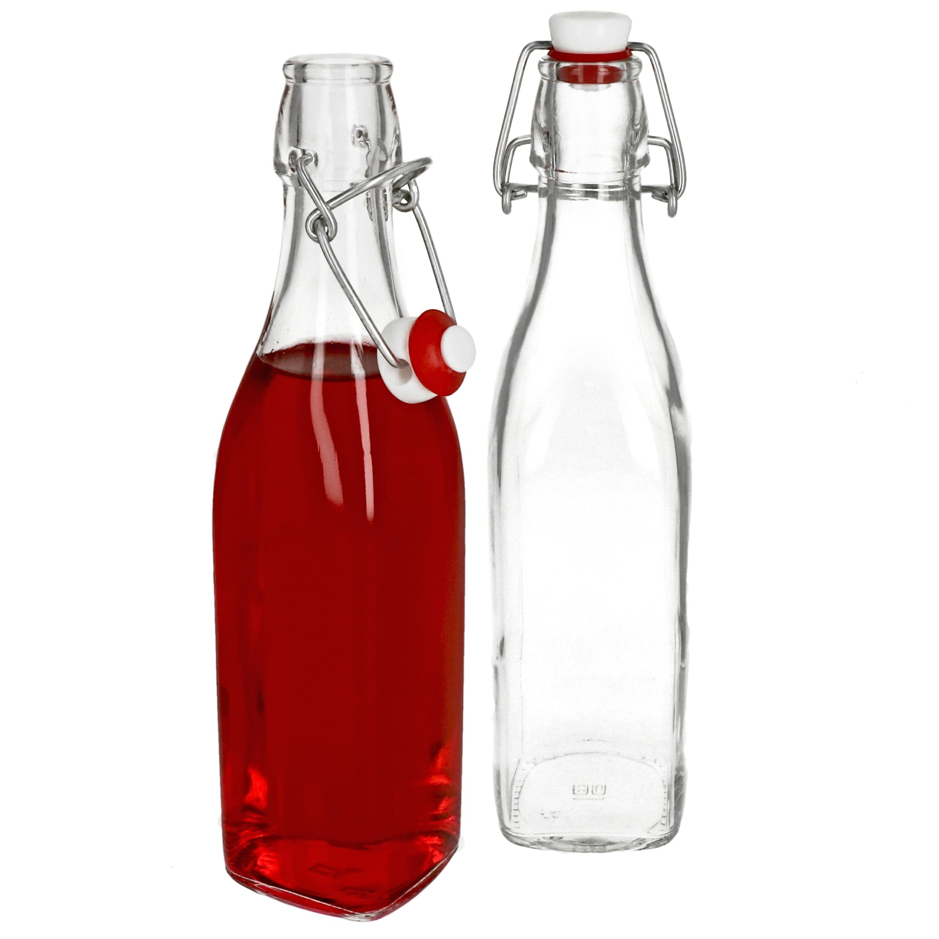 Bormioli Rocco Vorratsglas 2er Set Glasflaschen Serie Swing mit Bügelverschluss 0,50 Liter, Glas