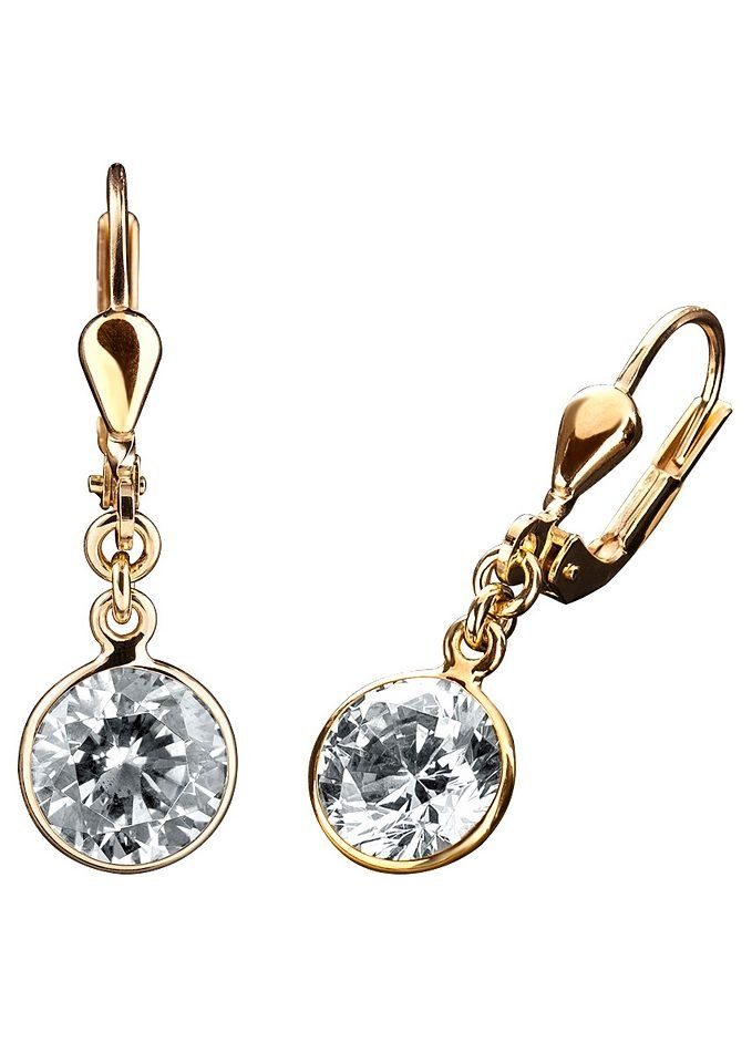 Firetti Paar Ohrhänger Schmuck Geschenk Gold 333 Ohrschmuck Patentbrisur Solitär Glitzer, mit Zirkonia (synth)