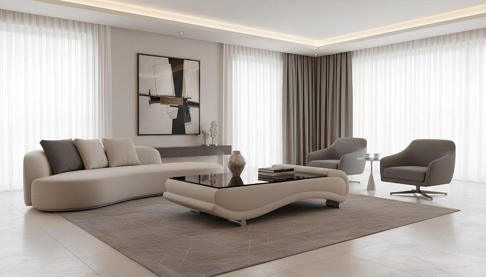 Xlmoebel Couchtisch Moderner Leder-Beistelltisch mit Glasplatte für die Couch Sofort (Couchtisch), Hergestellt in Europa