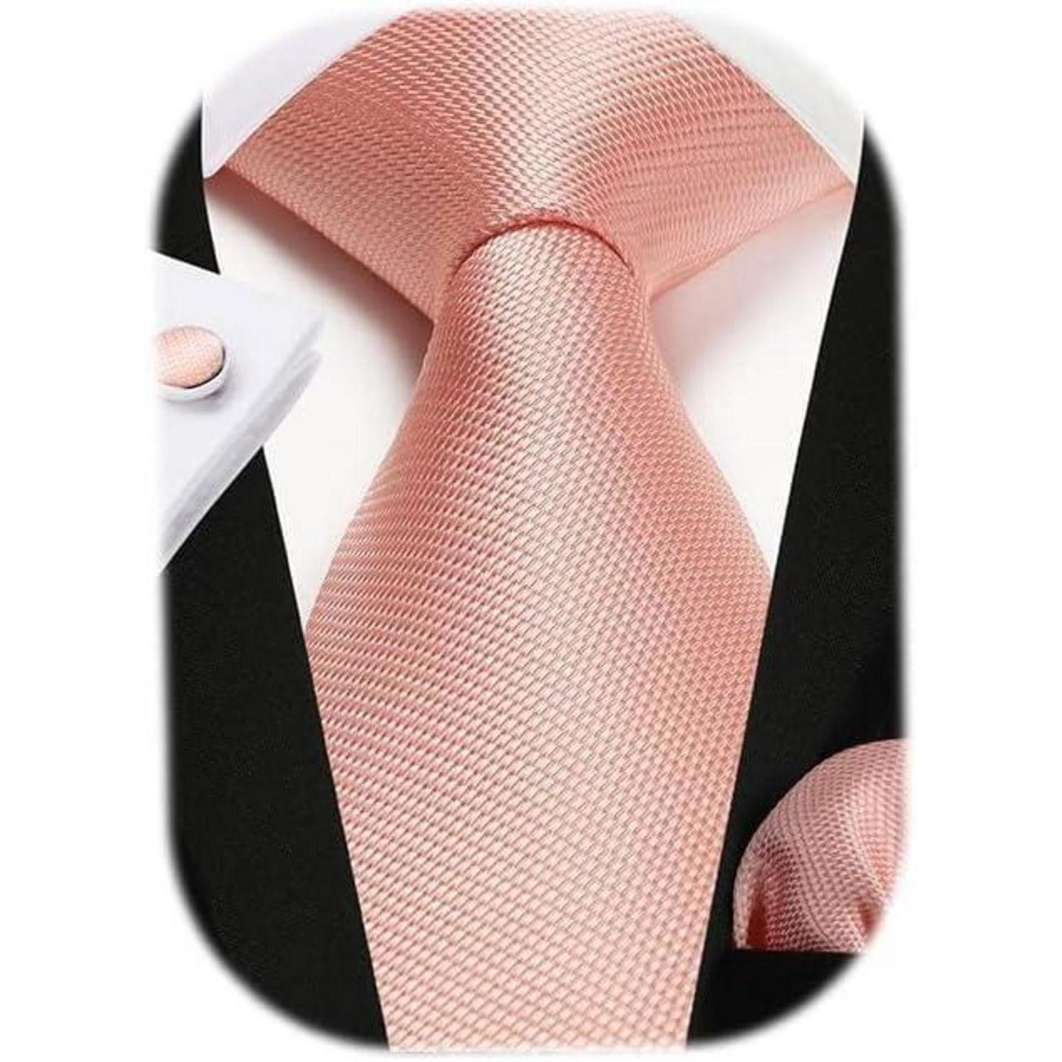 LuxusKollektion Krawatte Krawatte Herren Hochzeit Seide Einstecktuch Paisley Set A3 Rosa (1-St)