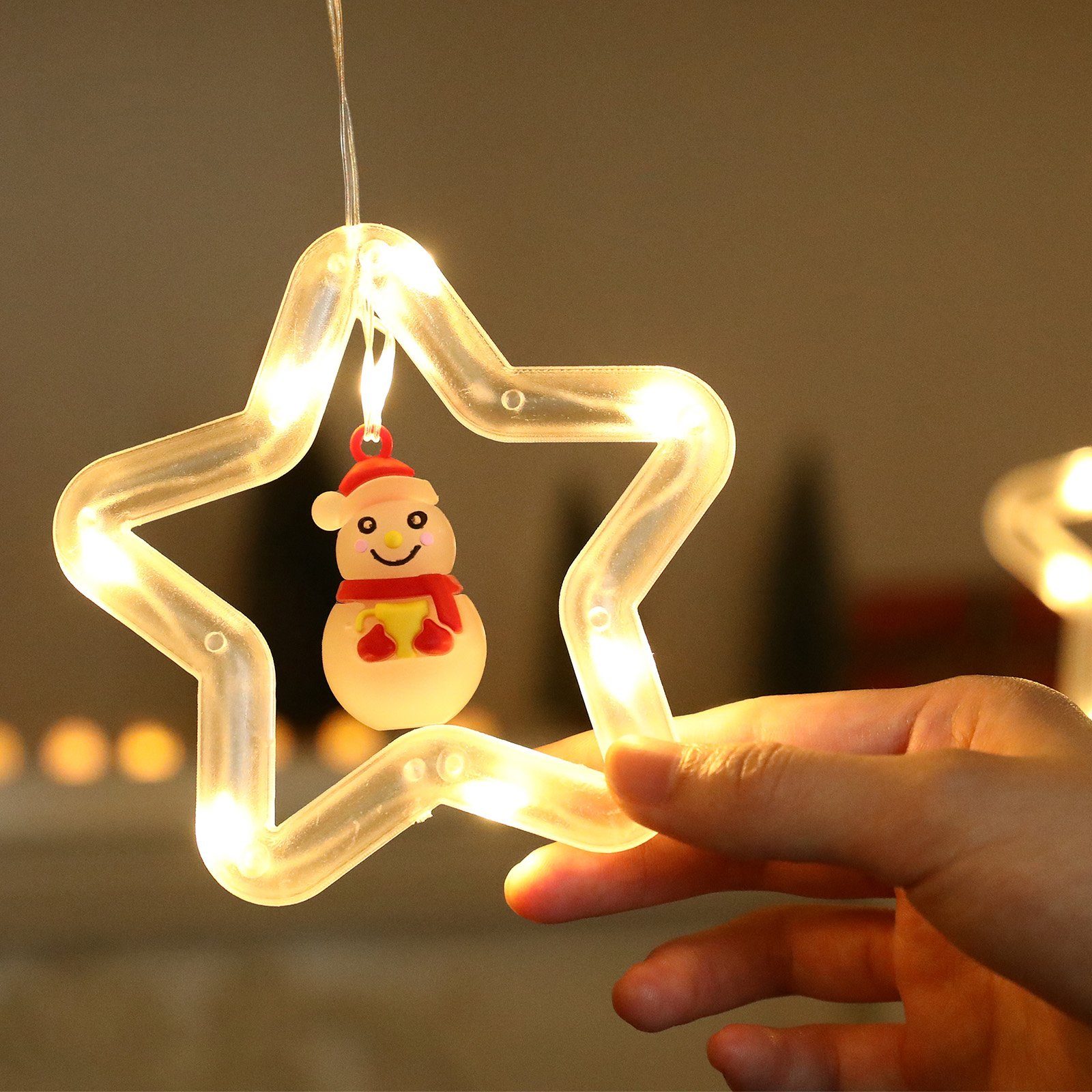 Rosnek LED-Lichtervorhang 3M, Weihnachtsornamente, Deko, Schlafzimmer Weihnachtsbaum Rentier Fenster für Weihnachtsmann