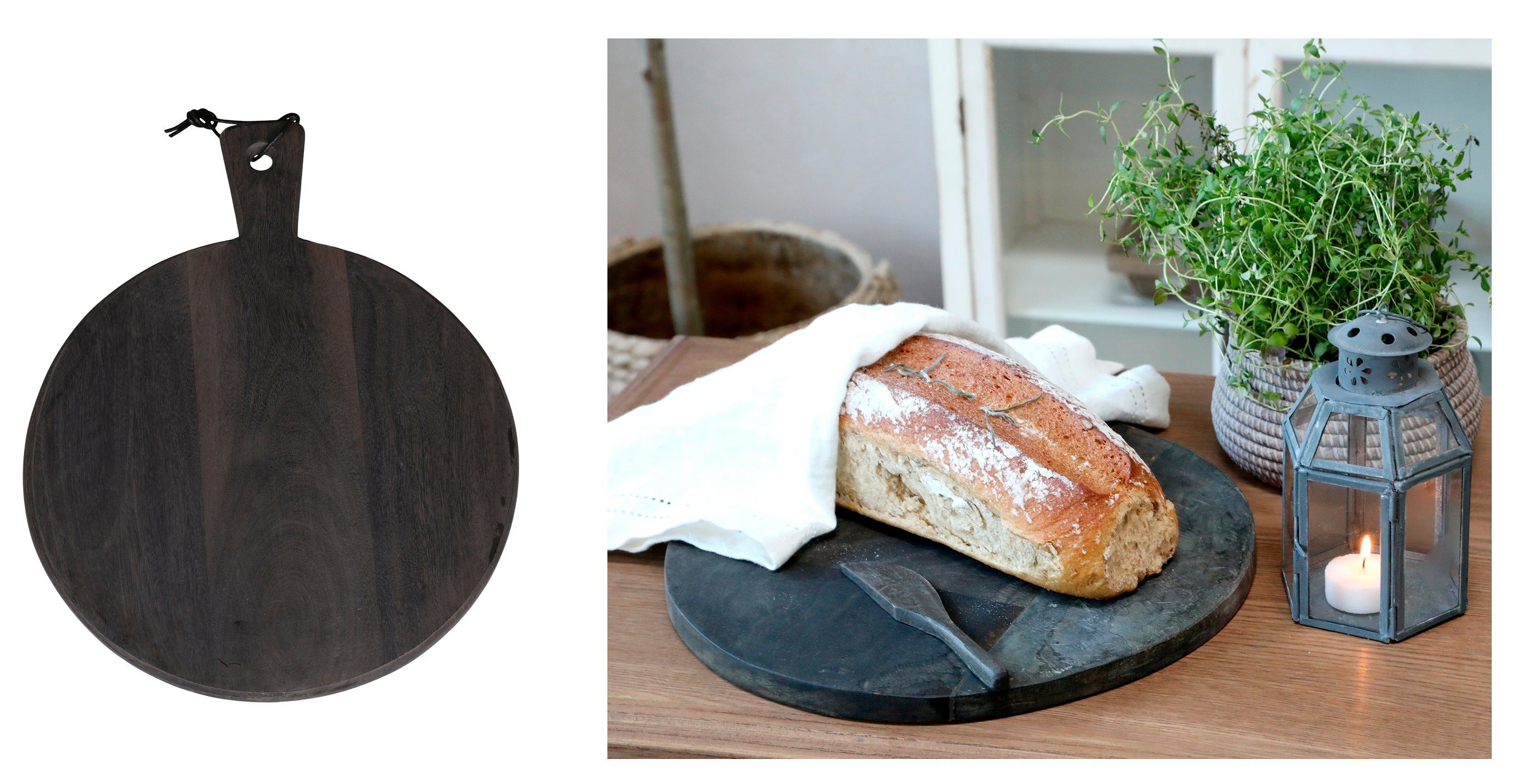 Chic Antique Schneidebrett Chic Antique - Servierbrett Schneidebrett Tapasbrett Holz D33cm