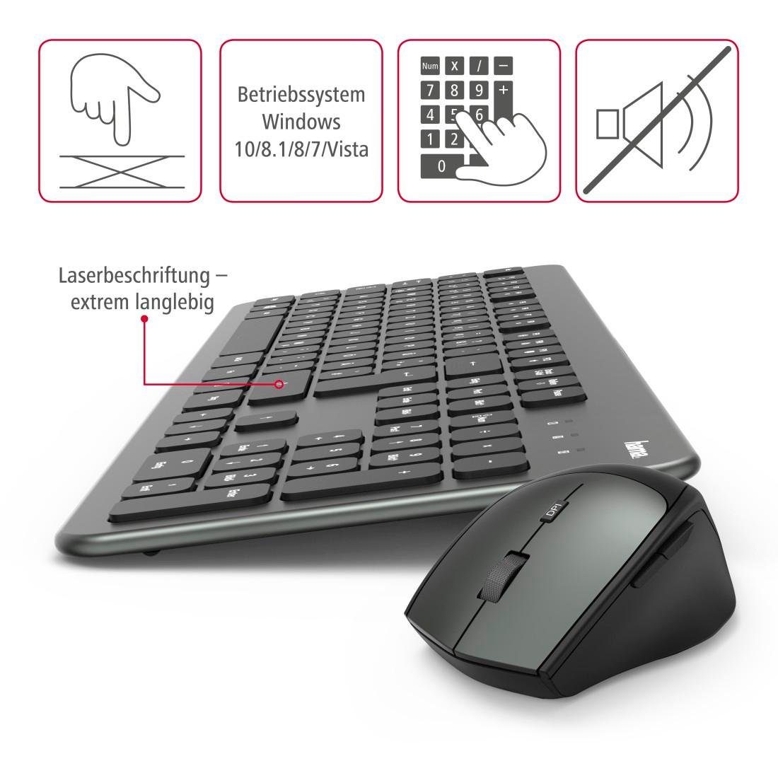 Hama Funktastatur-/Maus-Set "KMW-700" Tastatur- schwarz und Maus-Set Tastatur/Maus-Set