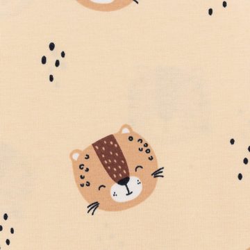 SCHÖNER LEBEN. Stoff Jersey Baumwolljersey Leoparden Köpfe beige braun 1,5m Breite, allergikergeeignet