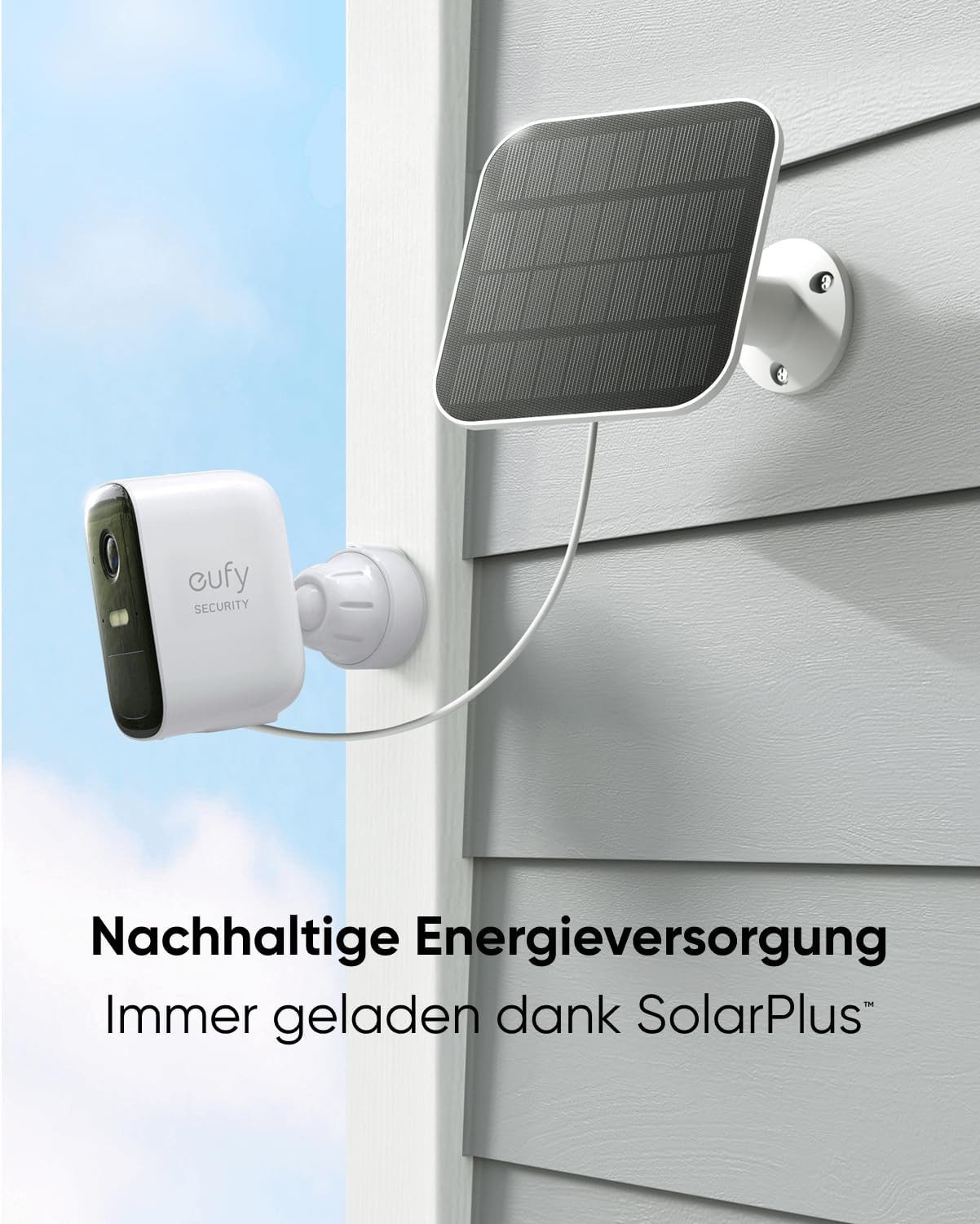 eufy Security Smart Home Kamera eufyCam 2C 2-Kamera-Set, Solarpanel, Überwachungskamera Aussen HD (5-tlg)