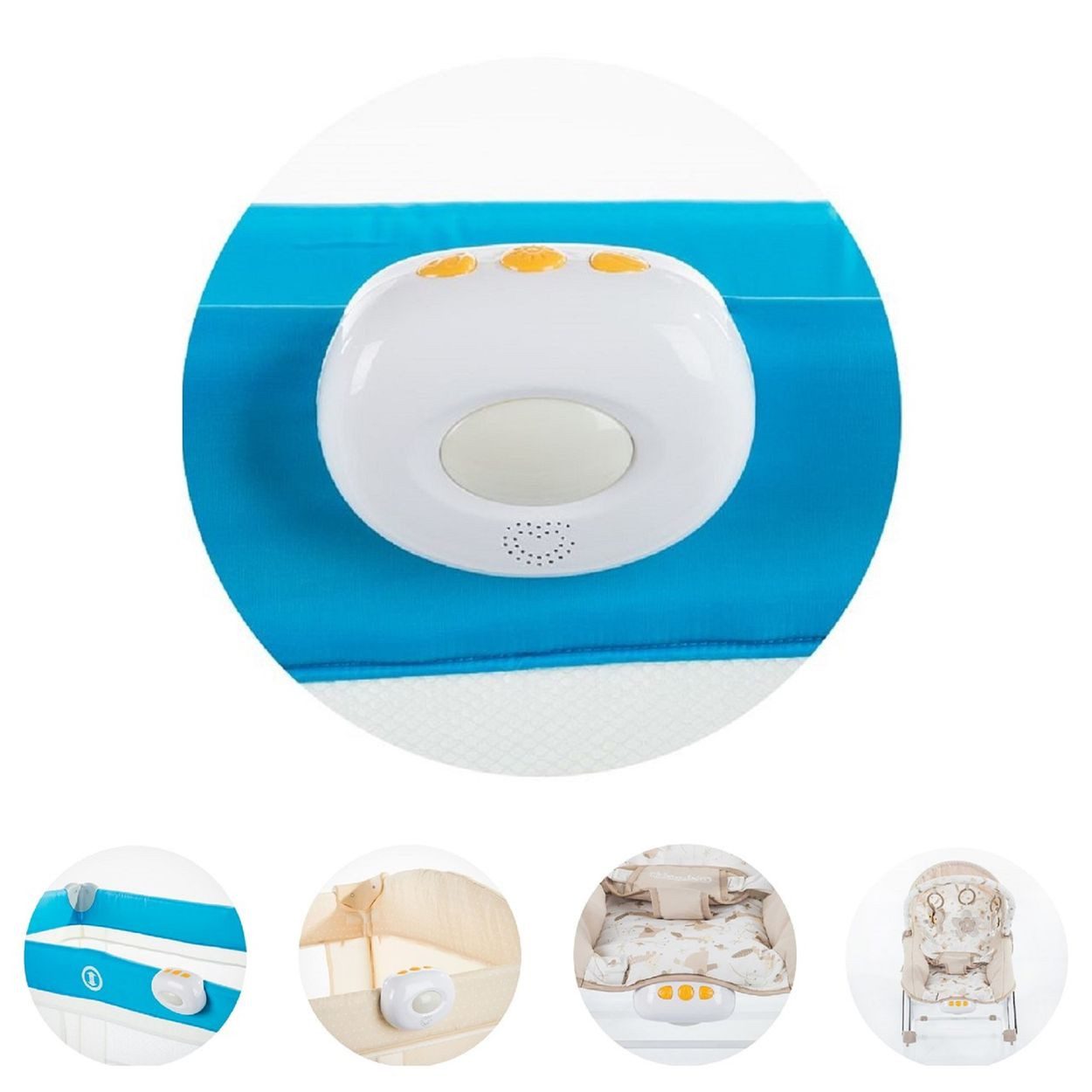 Chipolino Mobile Musik und Vibrationsbox, für Reisebetten, Laufställe und Babywippen, beruhigt Ihr Baby