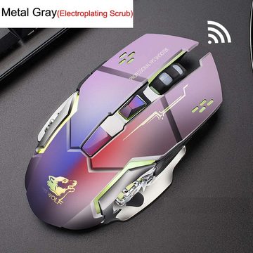 Novzep Gaming-Maus, USB, 7 Farben mit LEDs,Grau Gaming-Maus