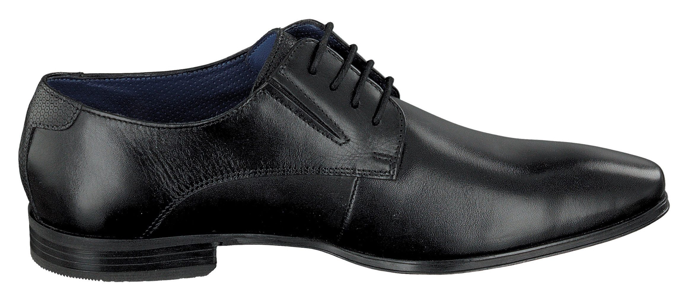 bugatti Schnürschuh, Blockabsatz, Abendschuh, Festtagsschuh mit Logoprägung an der Ferse
