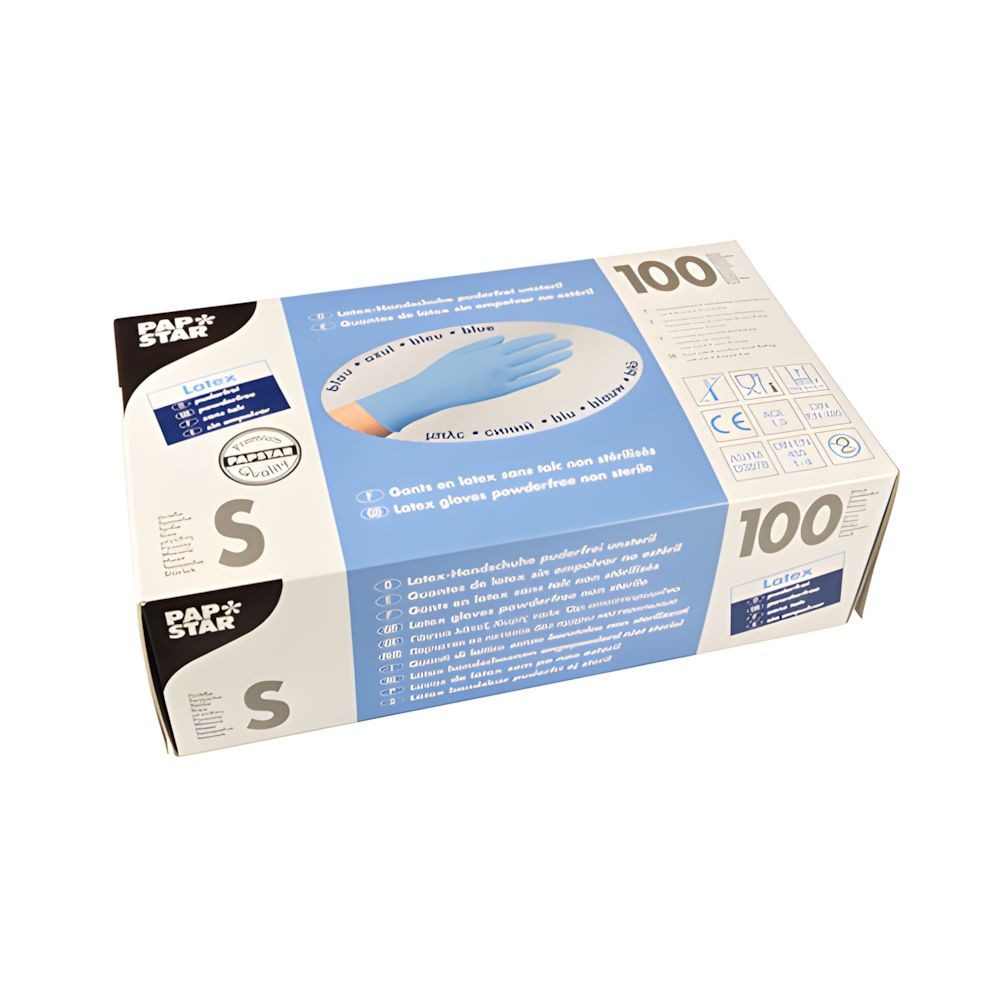 Einweghandschuhe Handschuhe, Latex puderfrei blau Größe S 100 Stk