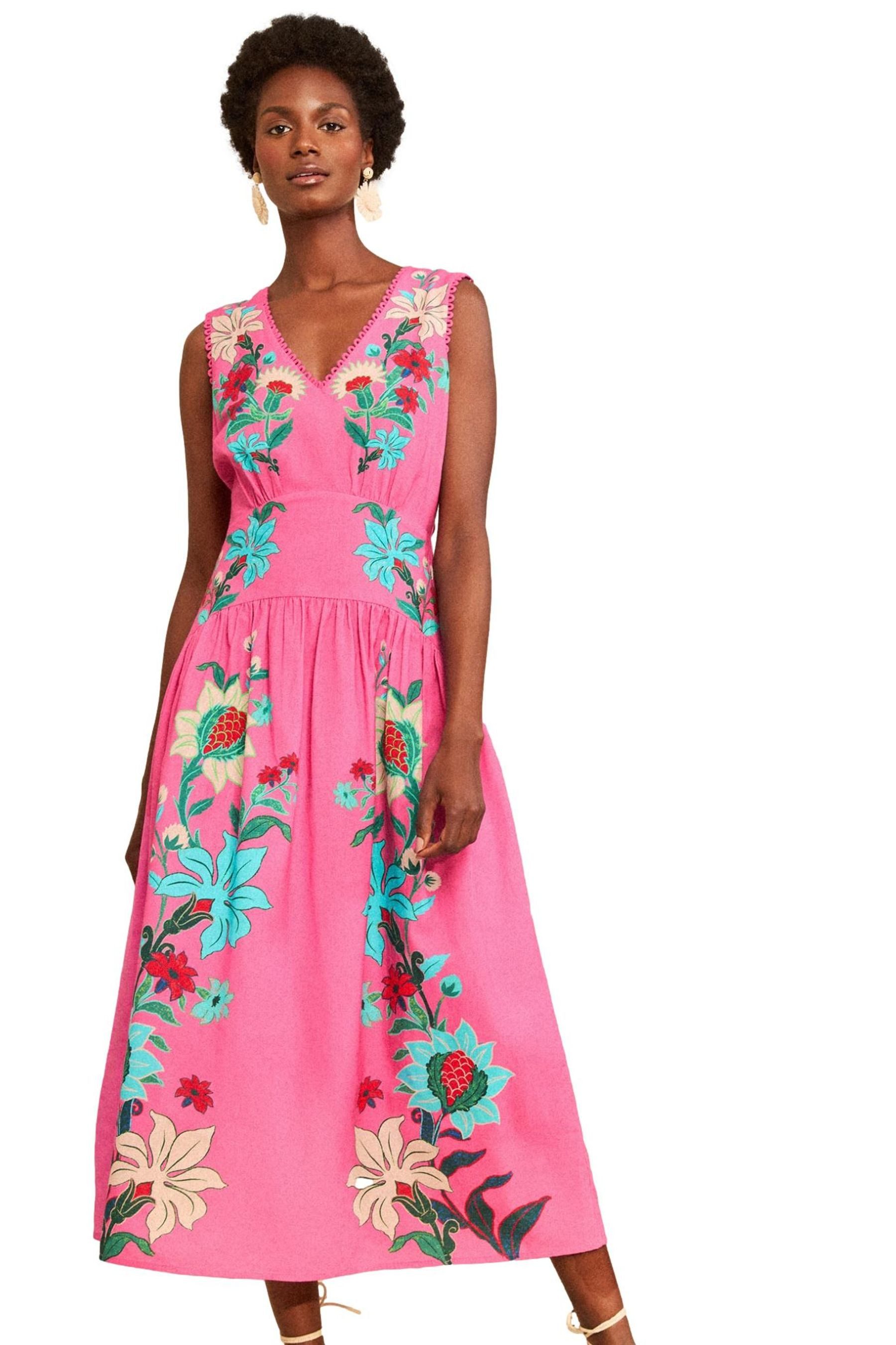 Love & Roses Midikleid Love & Roses Midikleid mit V-Ausschnitt (1-tlg)