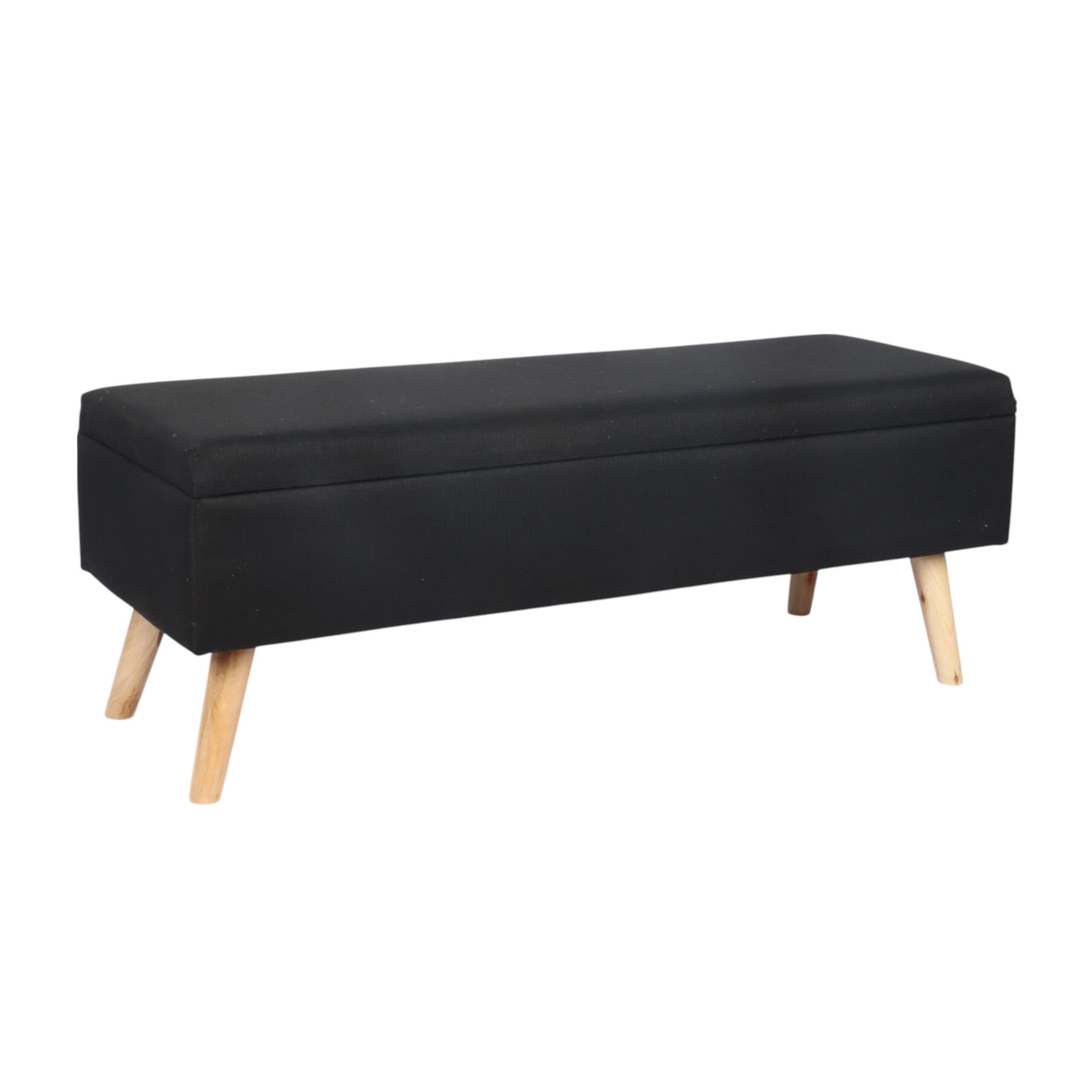 relaxdays Truhenbank Sitzbank mit Stauraum Leinenoptik, schwarz günstig online kaufen