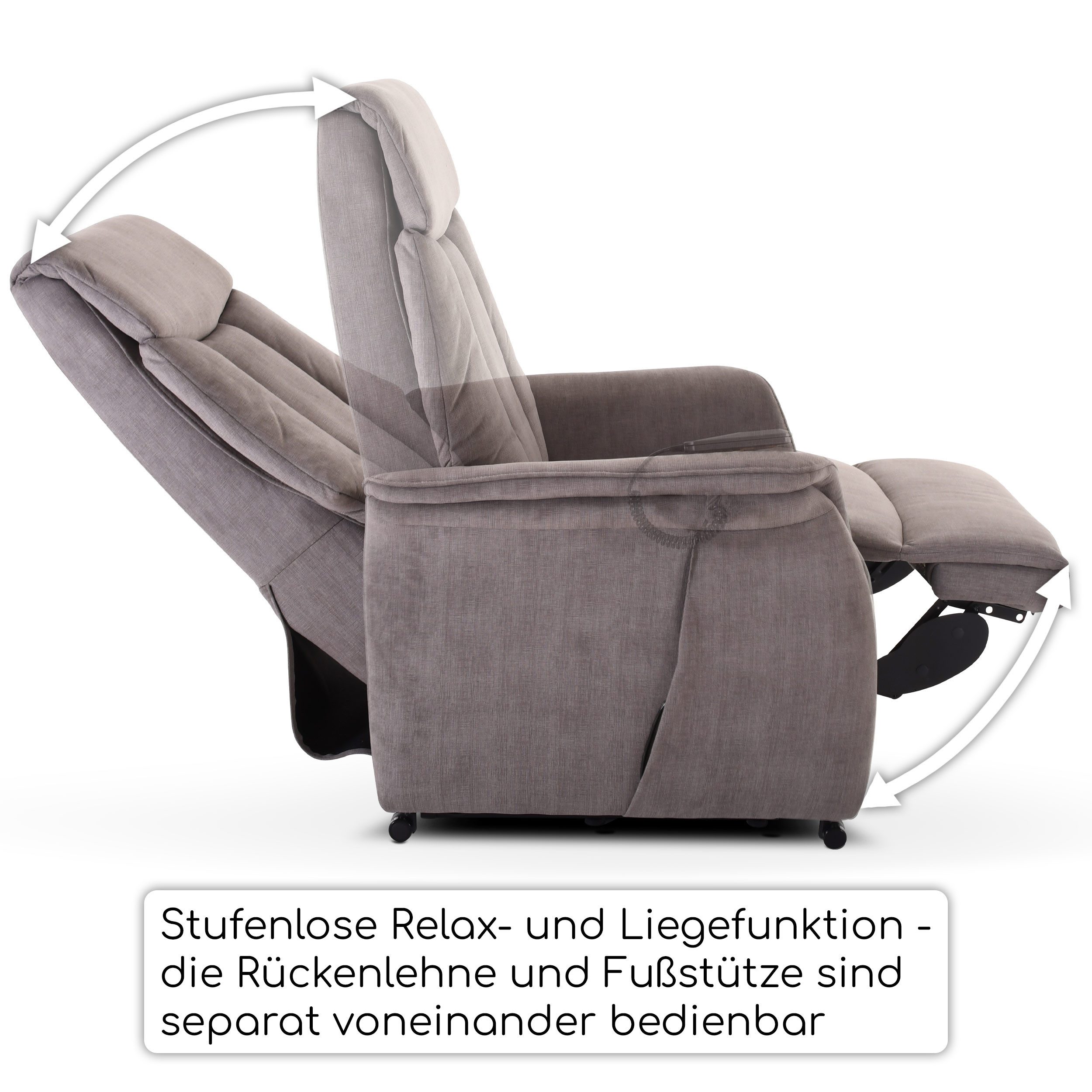 Raburg TV-Sessel Fernsehsessel mit Aufstehhilfe, Relaxsessel mit Liegefunktion, Emma, elektrisch mit Fernbedienung, 2 Motoren, bis 120 kg