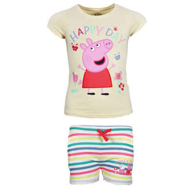 Peppa Pig Print-Shirt Peppa Wutz Kinder Mädchen Sommerset Shorts plus T-Shirt Gr. 92 bis 116, 100% Baumwolle