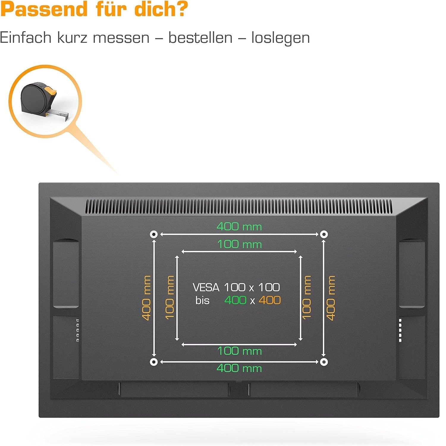 Hama Monitor-Halterung Fix Slim TV Wandhalterung Flach 37" bis 75", (Wand-Halter Alle VESA-Formate bis 400x400 für Monitor 37"-75" Zoll)