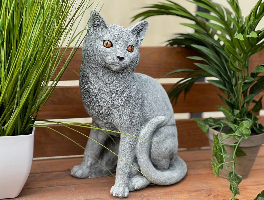 Stone and Style Gartenfigur Steinfigur Katze sitzende