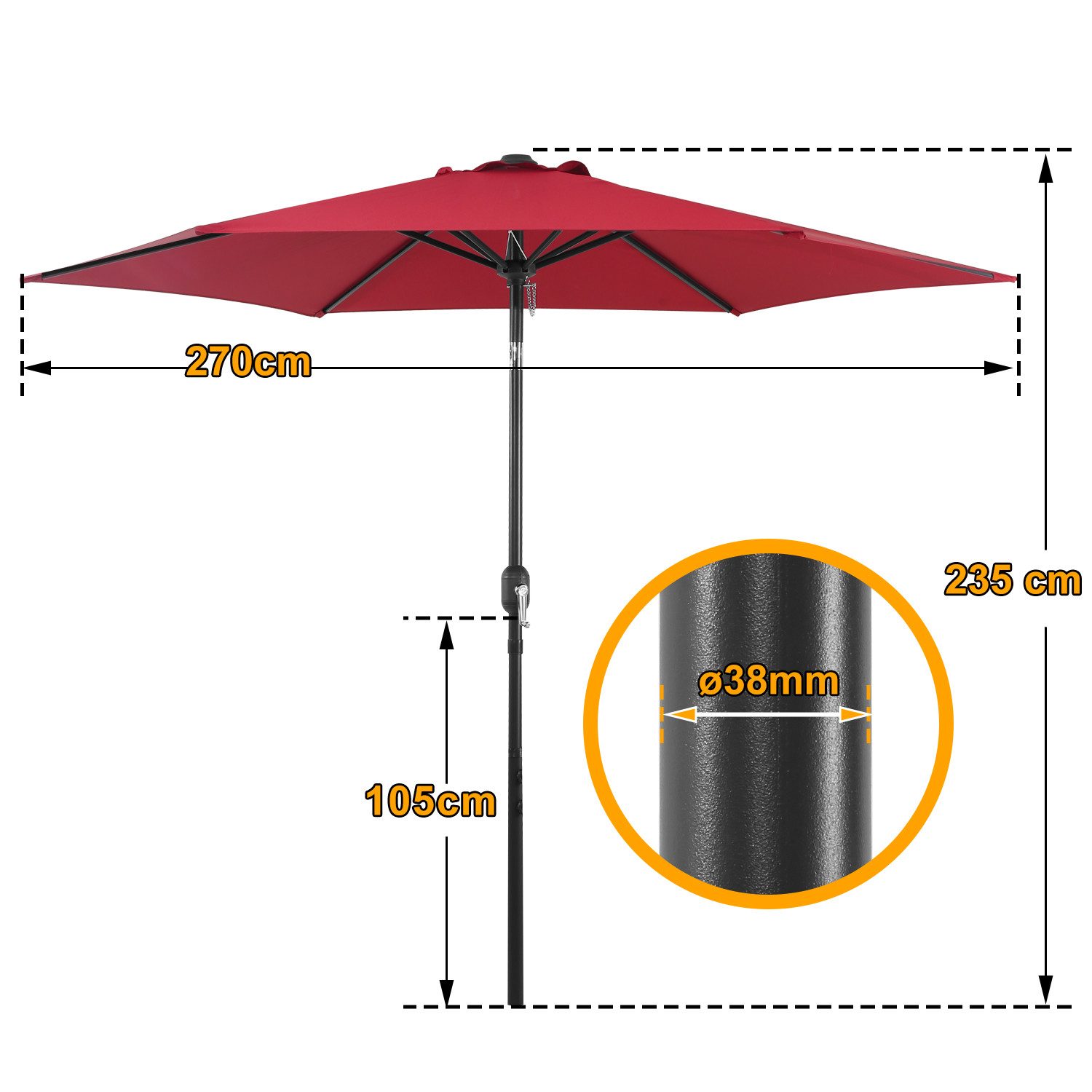 Clanmacy Sonnenschirm Ø 270 cm Strand günstig online kaufen