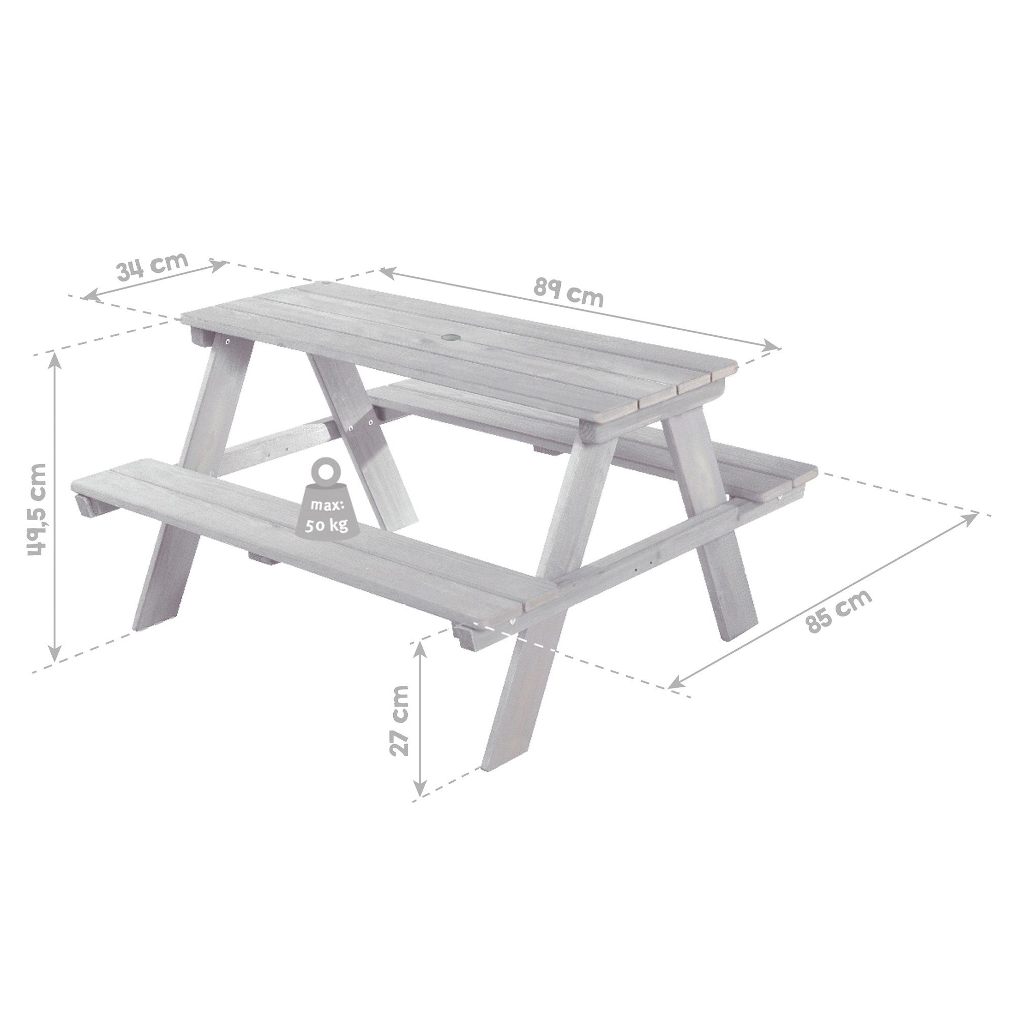 roba® Garten-Kindersitzgruppe Picknick for 4, Kindersitzgarnitur für den Garten - Massivholz - Sicher & Stabil