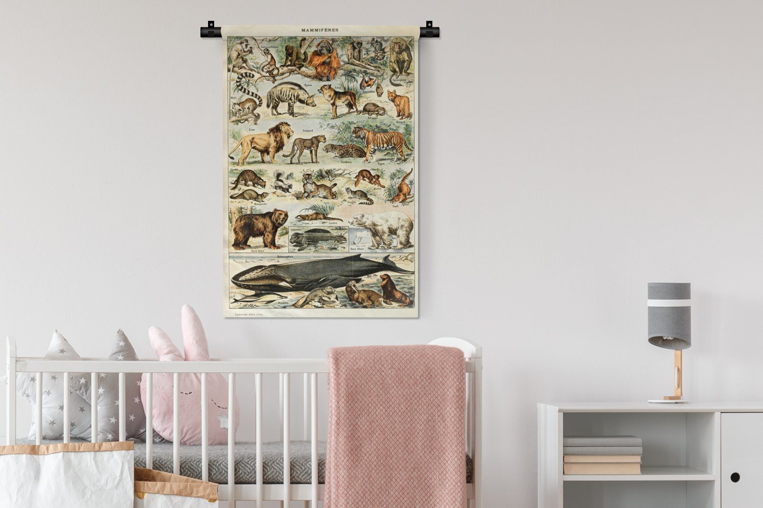 - - Vintage Tiger Wanddeko Kinderzimmer für MuchoWow - Wanddekoobjekt Löwe, Millot Schlafzimmer, Tiere Kleid, Wandbehang, Wohnzimmer, - Adolphe