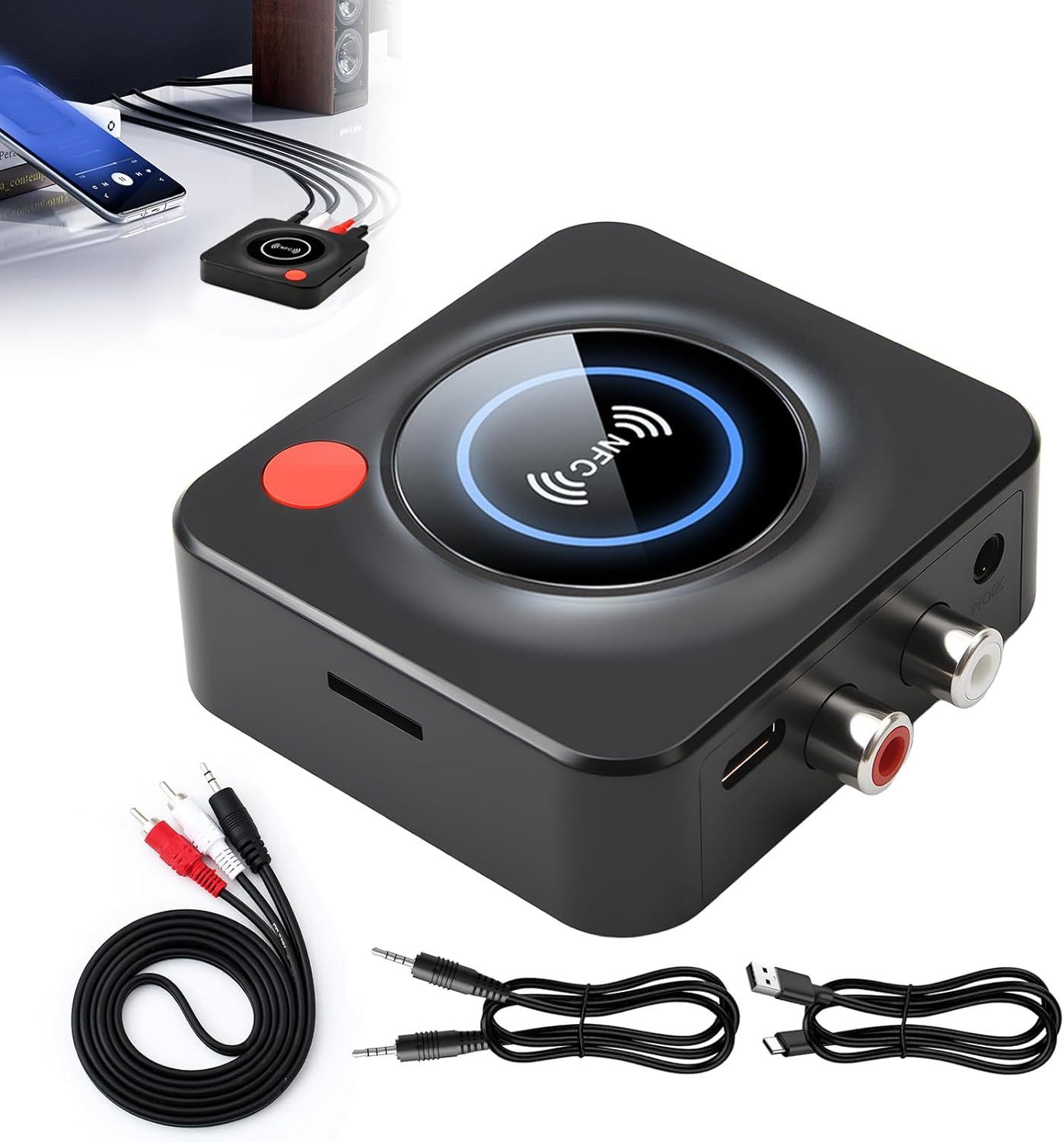 FELIXLEO Bluetooth 5.1 Audio Empfänger HiFi NFC AUX Cinch TF Bluetooth-Adapter