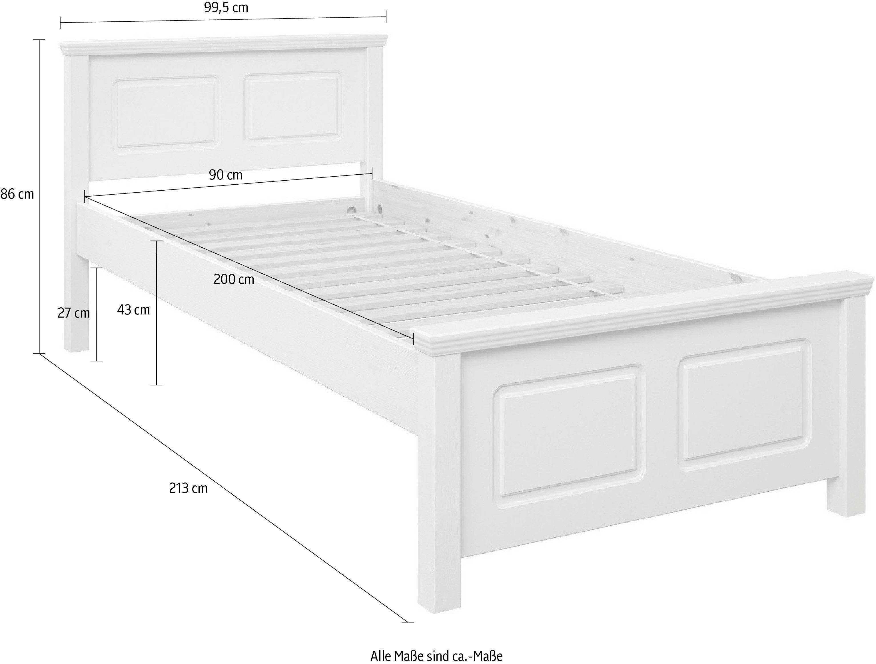OTTO home Massivholzbett ERIK', Made in Europe, optional mit Schublade, Massivholz Kiefer (FSC® zertifiziert), in mehreren Größen, Landhausstil mit Kassettenoptik