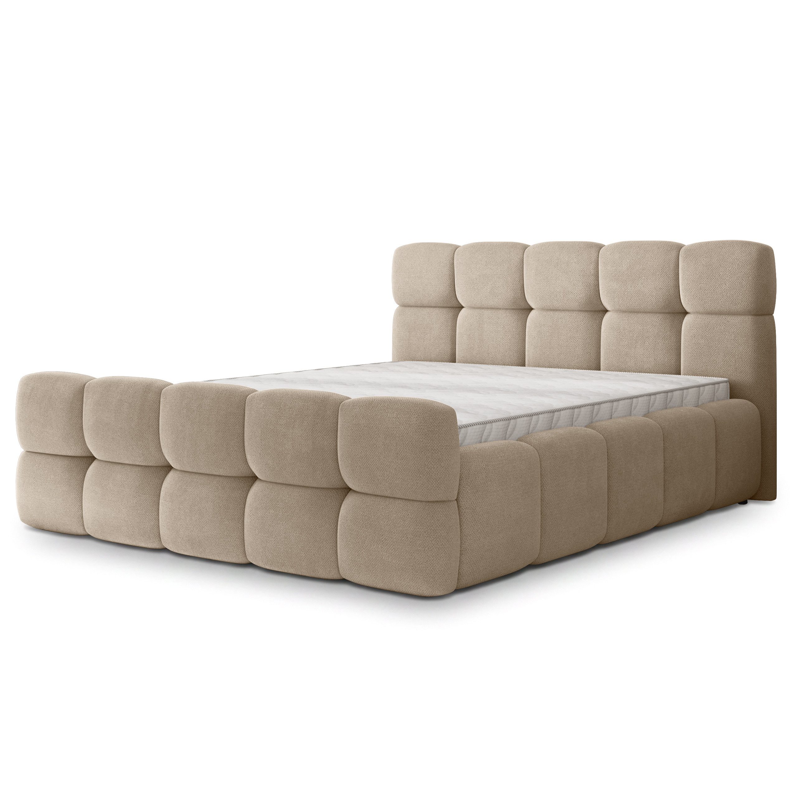 Masseno Polsterbett ELIZJA 140x200 cm beige (mit Bettkasten und Lattenrost)