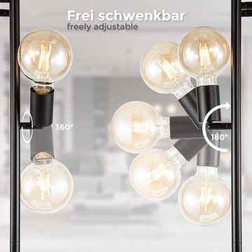 B.K.Licht Stehlampe, ohne Leuchtmittel, Stehleuchte, 3-flammig, E27, schwenkbar, Retro, Fußschalter, Metall