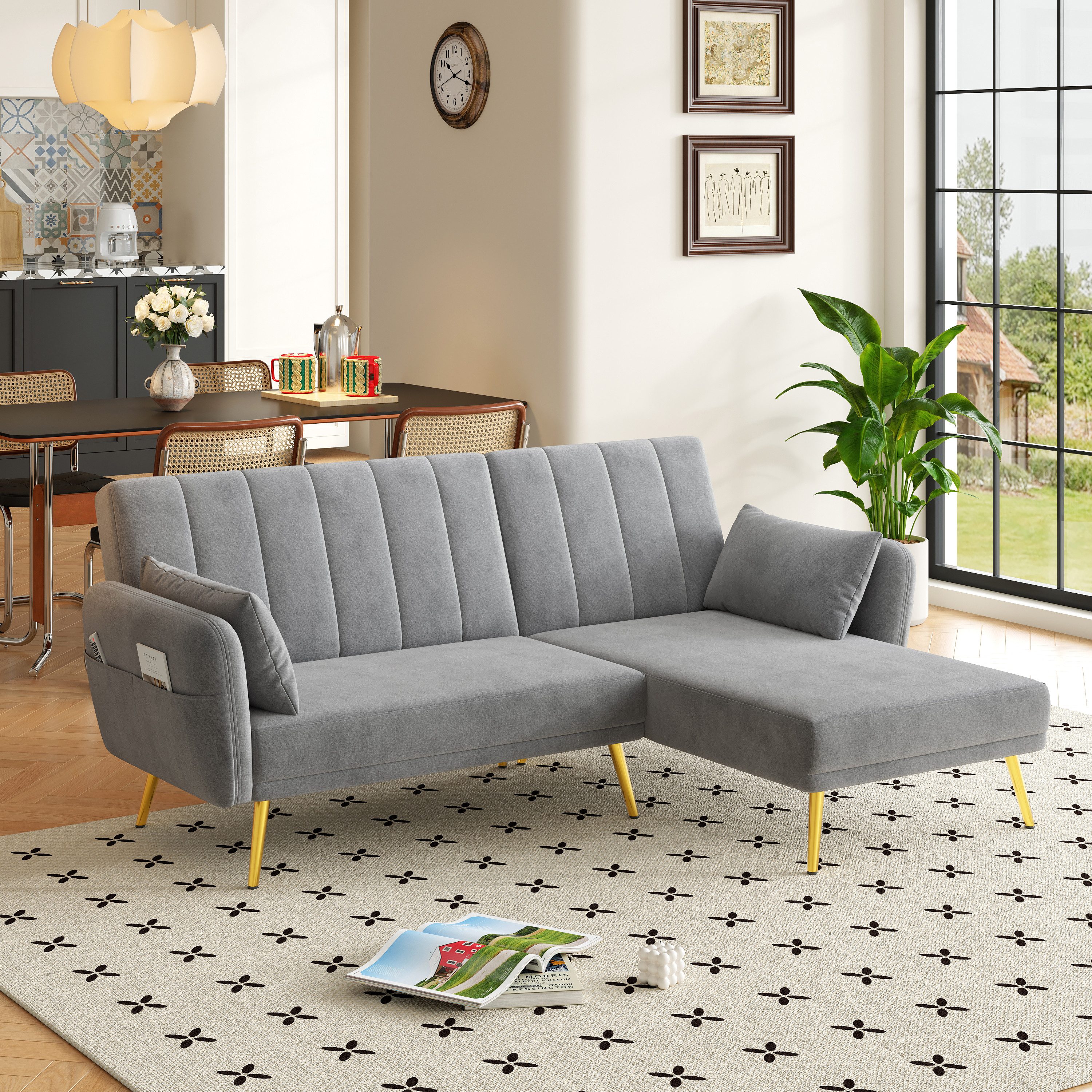 Ulife Schlafsofa Klappbares L-Ecksofa mit Schlaffunktion (modular)