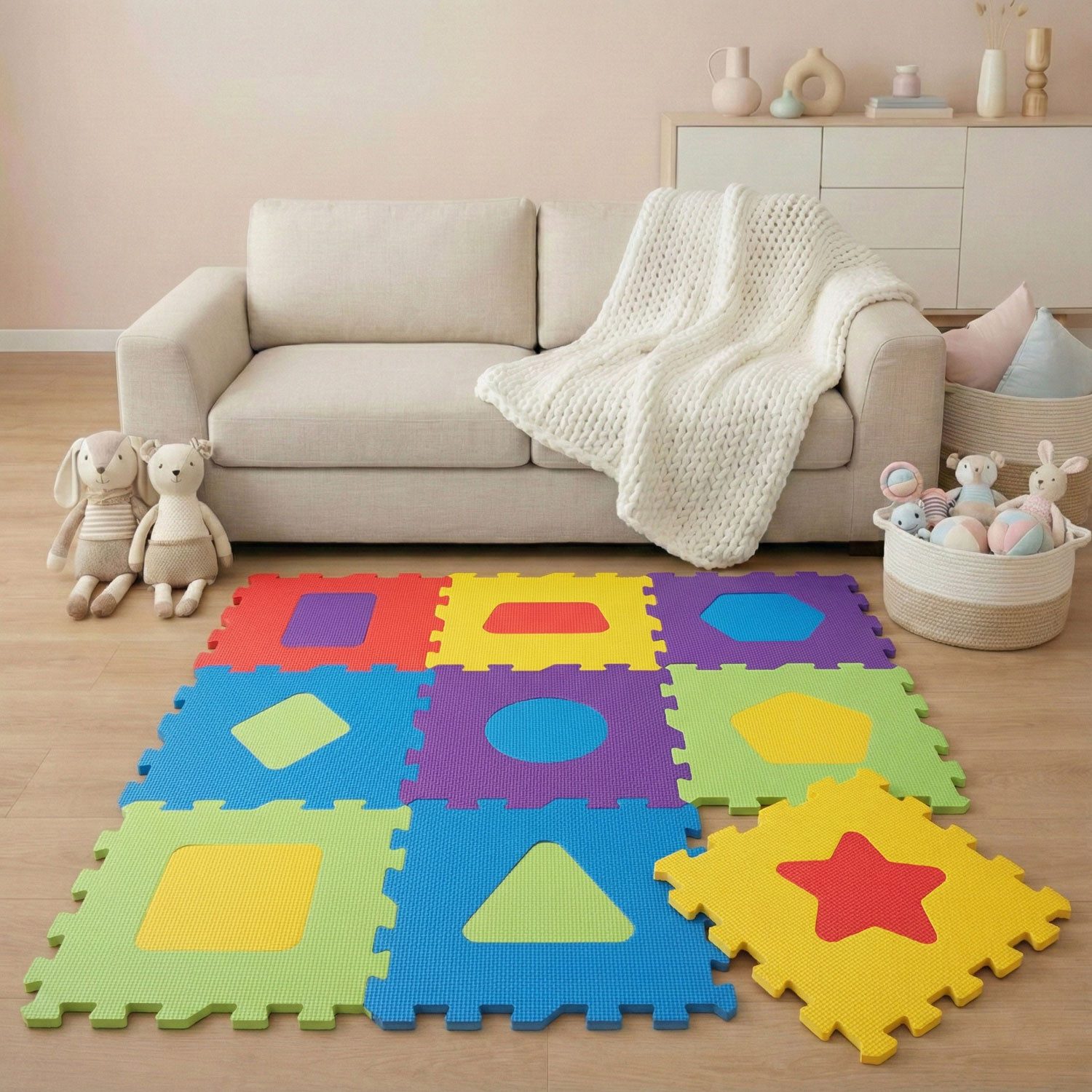 LittleTom Puzzlematte ab dem 1, Tag - 9 Teile Baby Spielmatte - 30 x 30 Kinder Krabbelmatte, (9-tlg), Spielunterlage für Babys und Kleinkinder - Kinderzimmer Puzzleteppich