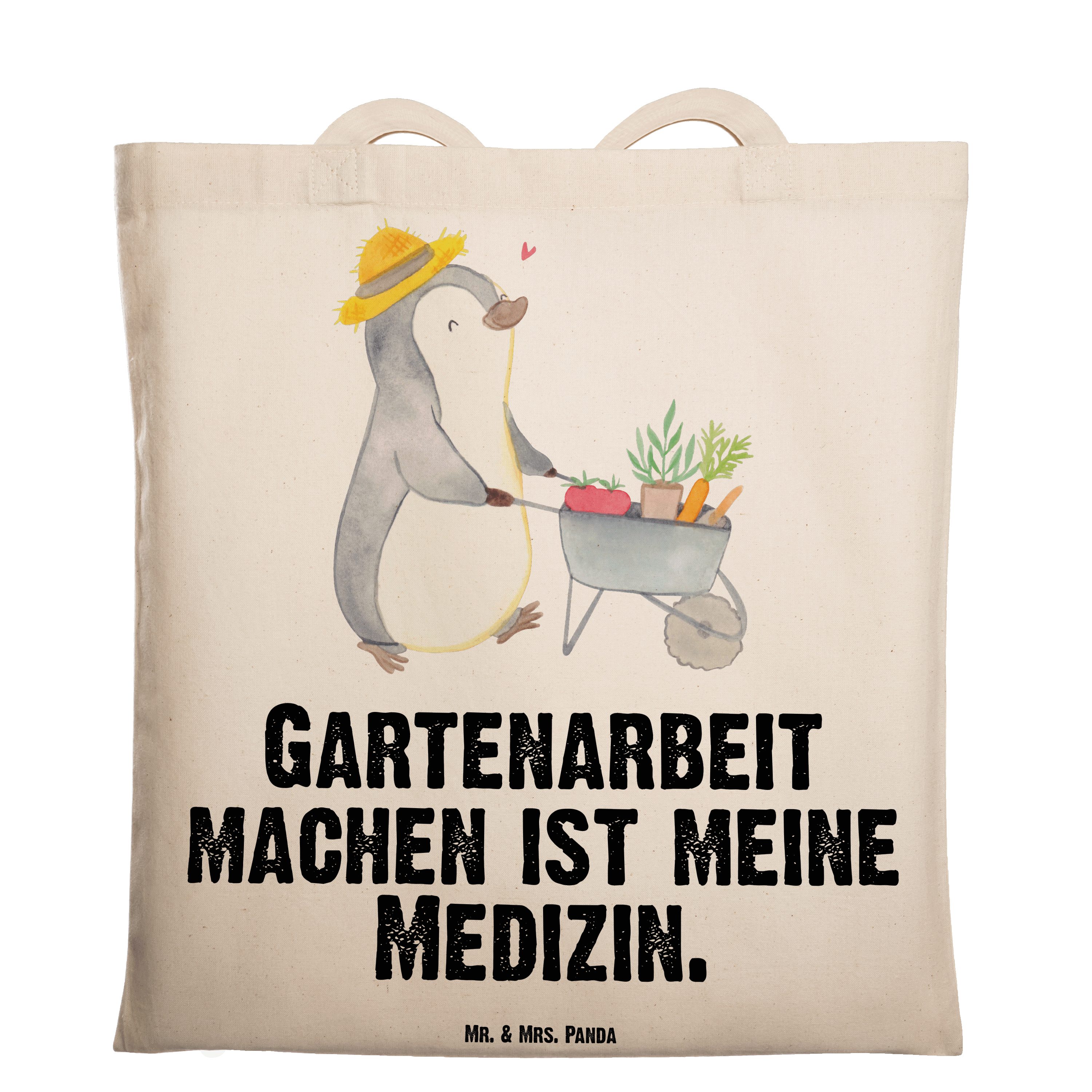 Mr. & Mrs. Panda Tragetasche Pinguin Gartenarbeit Medizin - Transparent - Geschenk, Hobby, Stoffbe (1-tlg)