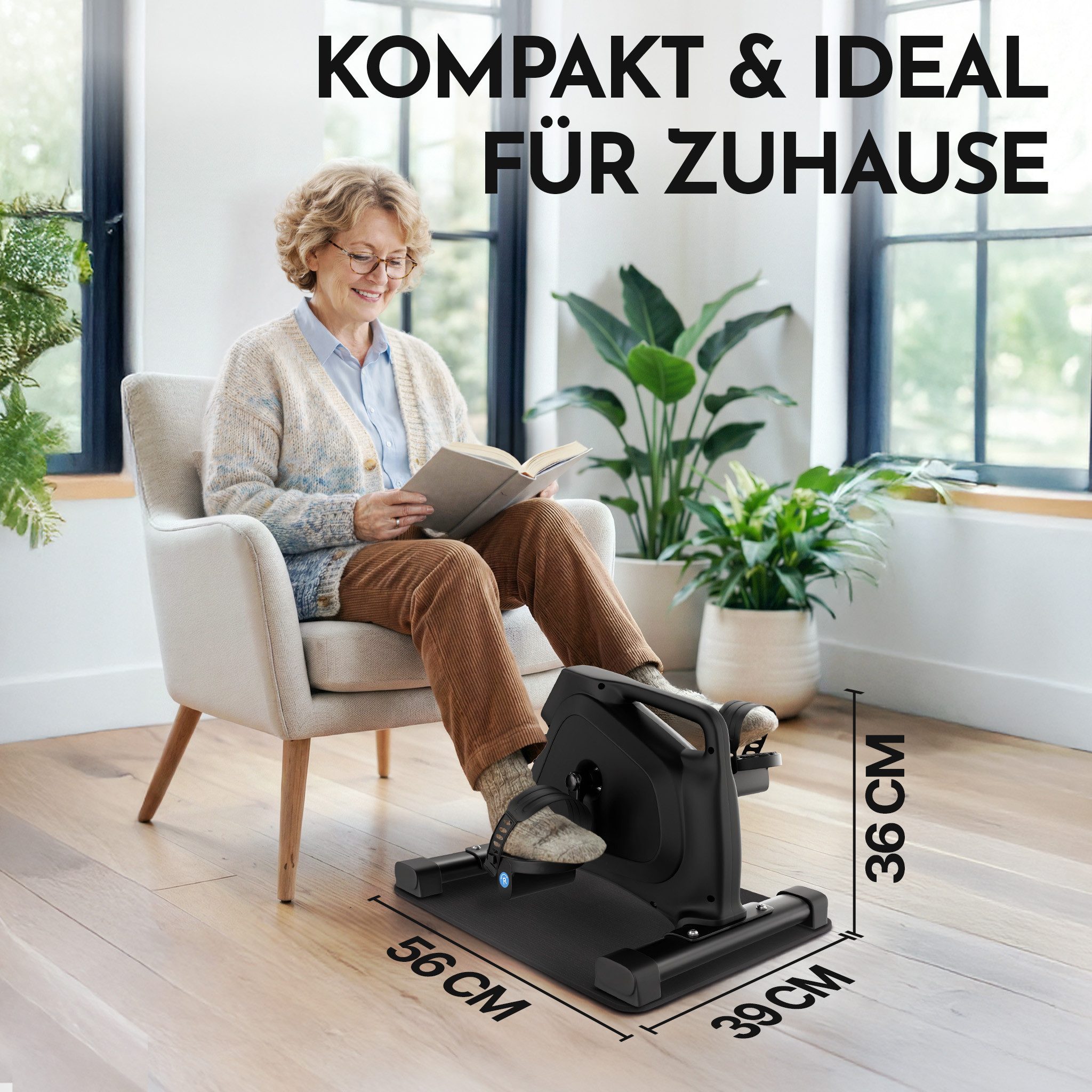 NEOLYMP Pedaltrainer für Zuhause TÜV geprüft – gelenkschonender Beintrainer im Sitzen, Widerstandstrainer mit Display, 8 Stufen & Magnetbremse - Heimtrainer