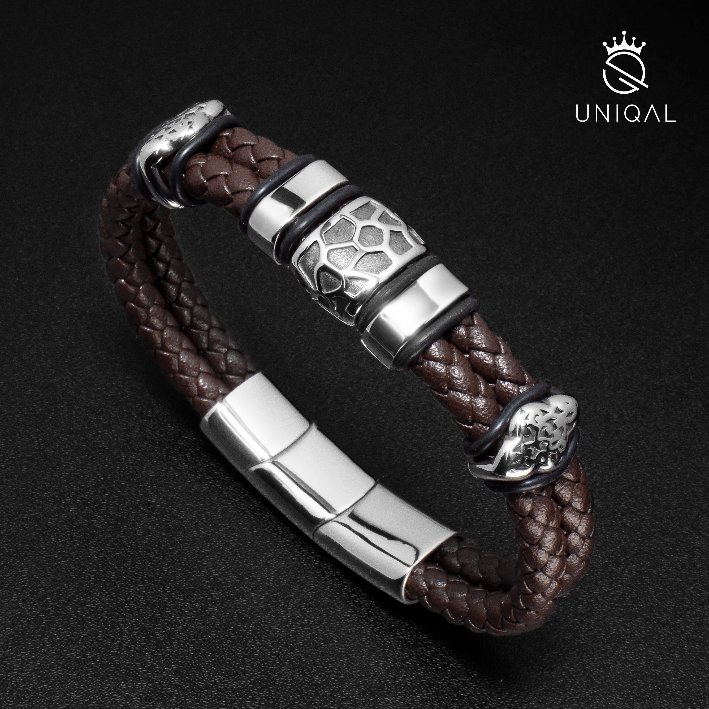 UNIQAL.de Lederarmband Lederarmband Herren "THE Style, (Edelstahl, Casual GAMBLER" Echtleder, Handgefertigt) Geflochten