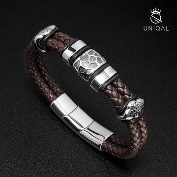 UNIQAL.de Lederarmband Lederarmband Herren "THE GAMBLER" Geflochten (Edelstahl, Echtleder, Casual Style, Handgefertigt)