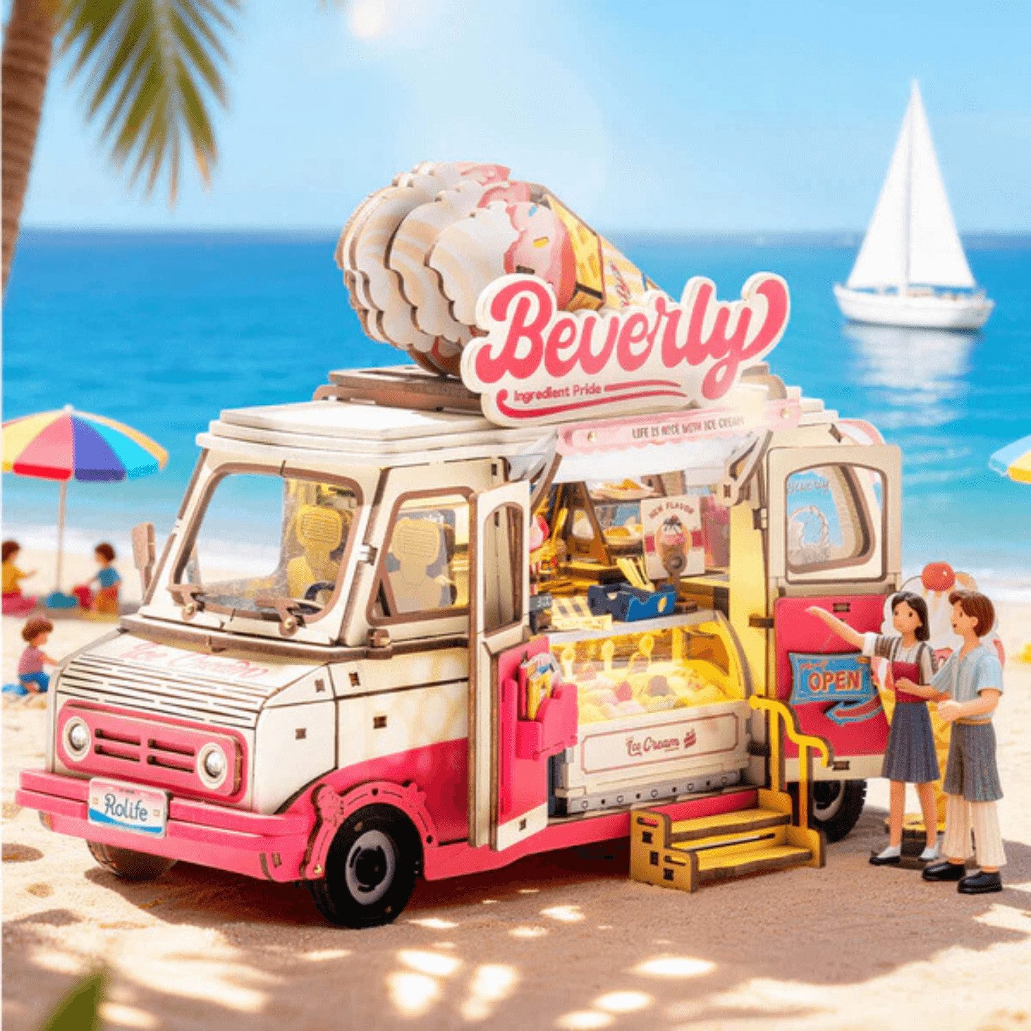Robotime 3D-Puzzle Beverly's Ice Cream Truck 3D Puzzle, 290 Puzzleteile