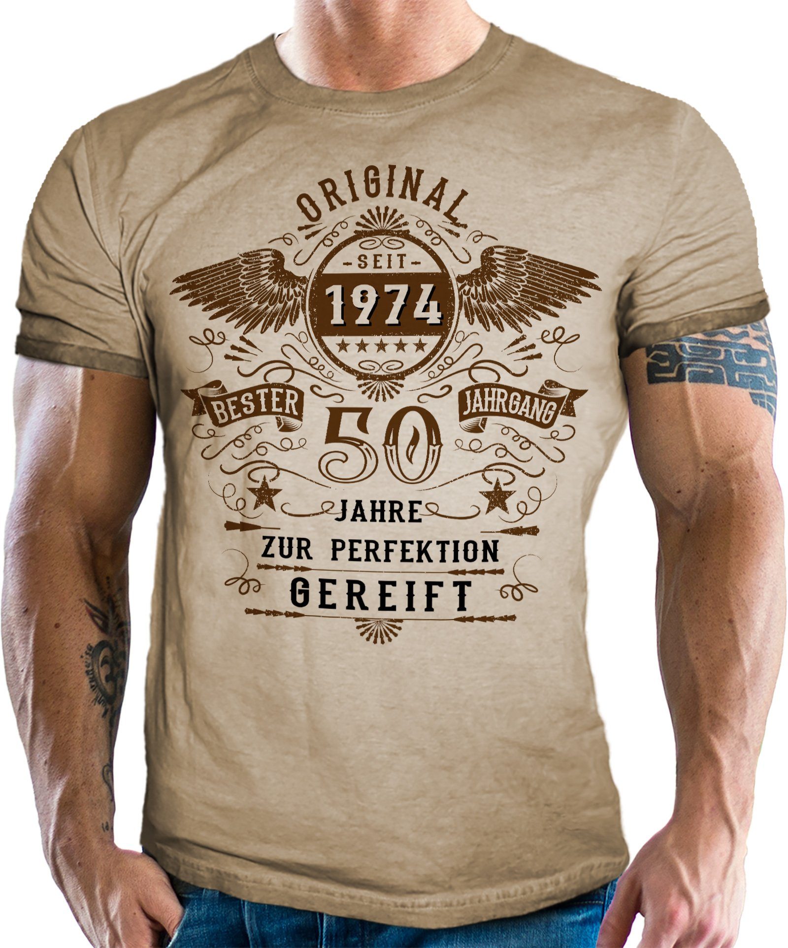 Männer 50. Perfektion zum für Geschenk LOBO T-Shirt - 1974 NEGRO® Jahrgang als Geburtstag