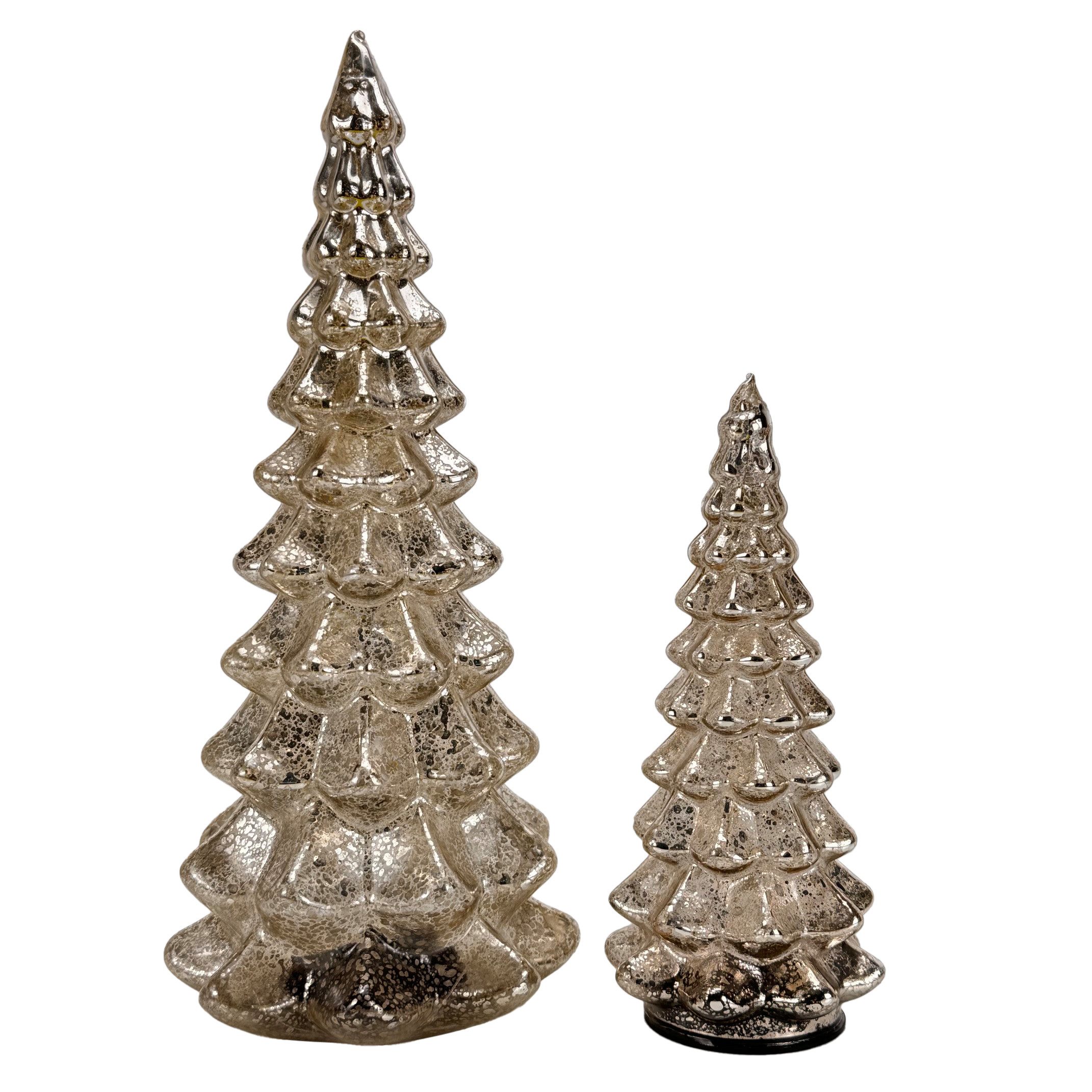 Online-Fuchs LED-Dekofigur Tannenbaum Set aus Glas mit LED-Lichterkette & Timer - Weihnachtsdeko (warmweiße Beleuchtung, in 4 Farben erhältlich), inklusive prak – Bild 2 von 3