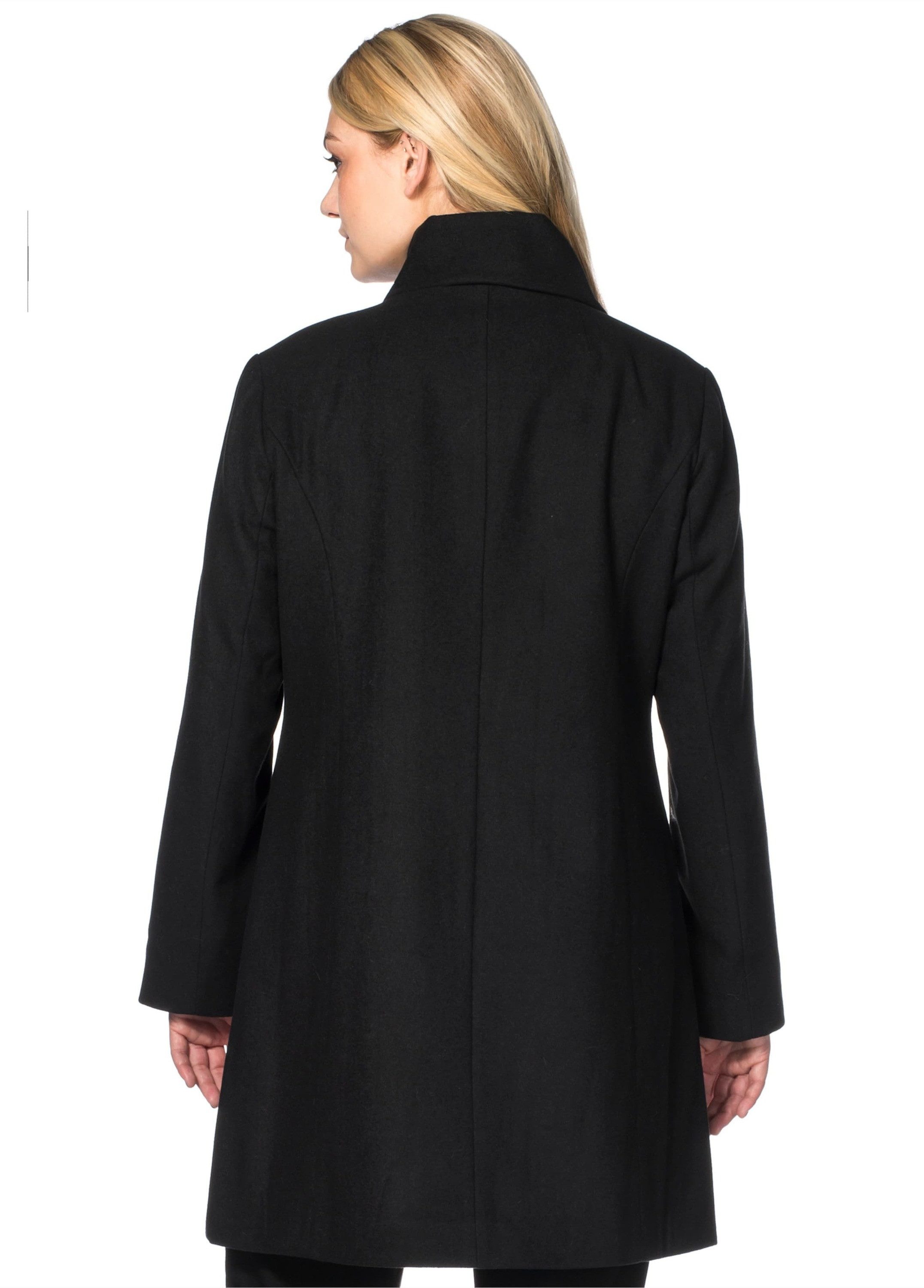 Sheego Langmantel Kurzmantel mit asymmetrischem Kragen, in weiter Form