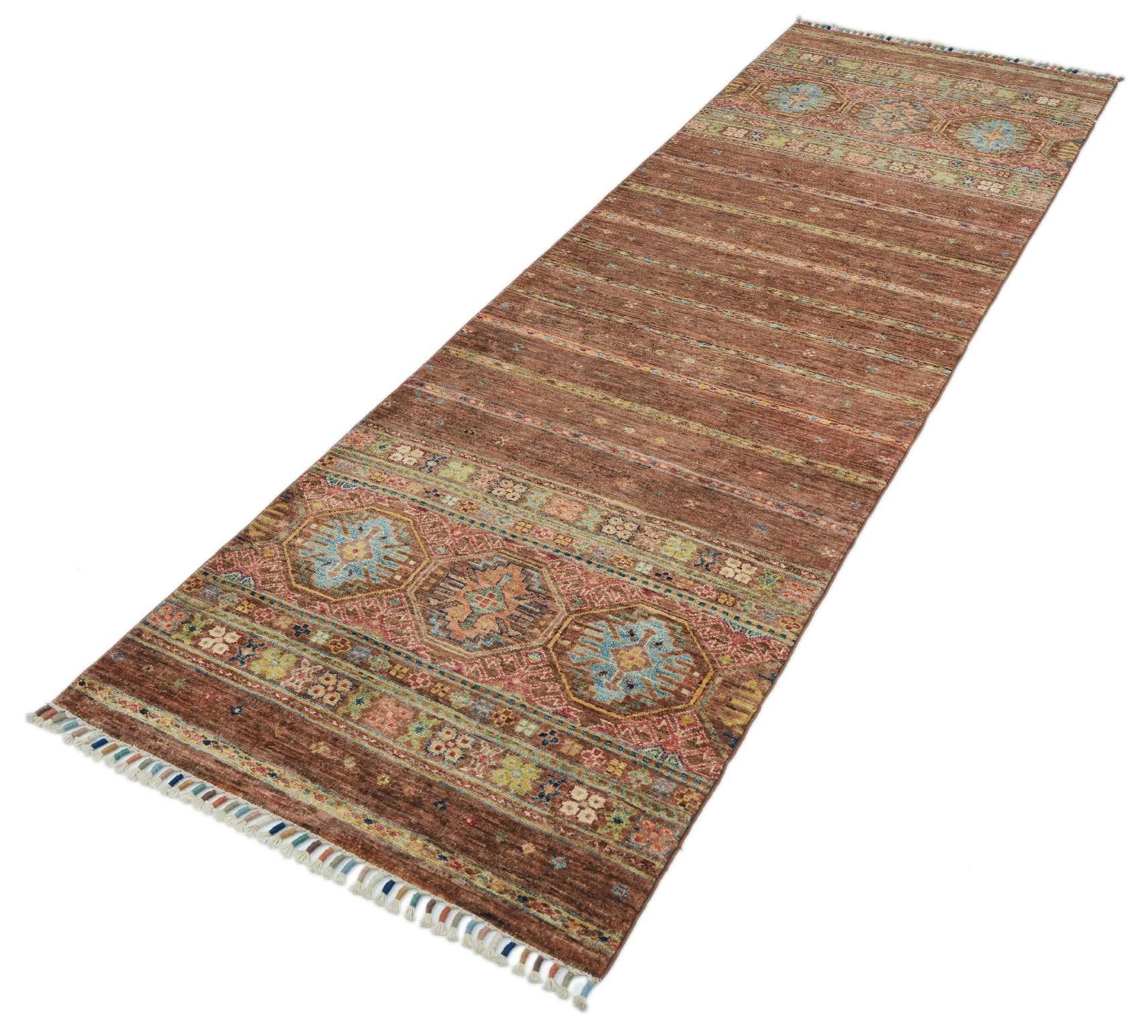 CABBEL Orientteppich 244x79 cm Samarkand Braun Schurwolle Handgeknüpft Klassisch Unikat, Läufer, Höhe: 7 mm, 100% Schurwolle – weich, pflegeleicht, solide Knüpfdichte