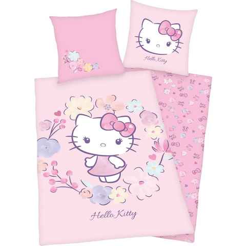 Kinderbettwäsche Hello Kitty, Hello Kitty, Renforcé, 2 teilig, mit niedlichem Hello Kitty Motiv