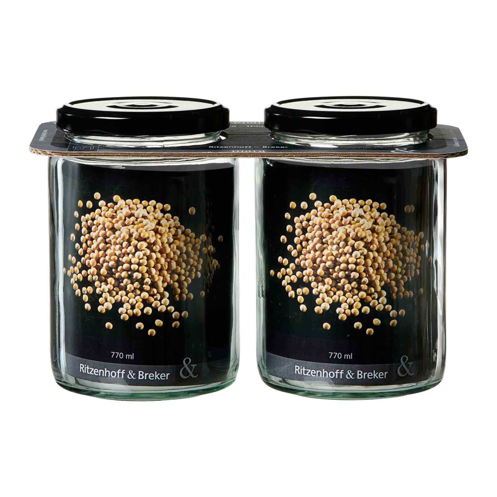 Ritzenhoff & Breker Vorratsglas Mara Vorratsgläser-Set 770 ml 2er Set, Glas, (2-tlg)