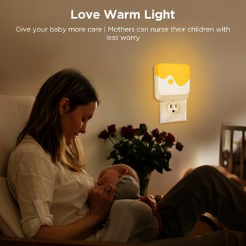 BlingBin Nachtlicht LED Nachtlichter zum Einstecken Kaltlicht warmem Licht Lichtsteuerung, Lichtsteuerung Induktion, LED fest integriert, Kaltlicht, warmem Licht, Flurbeleuchtung Sensor Licht Schlafzimmer verstellbares Nachtlicht